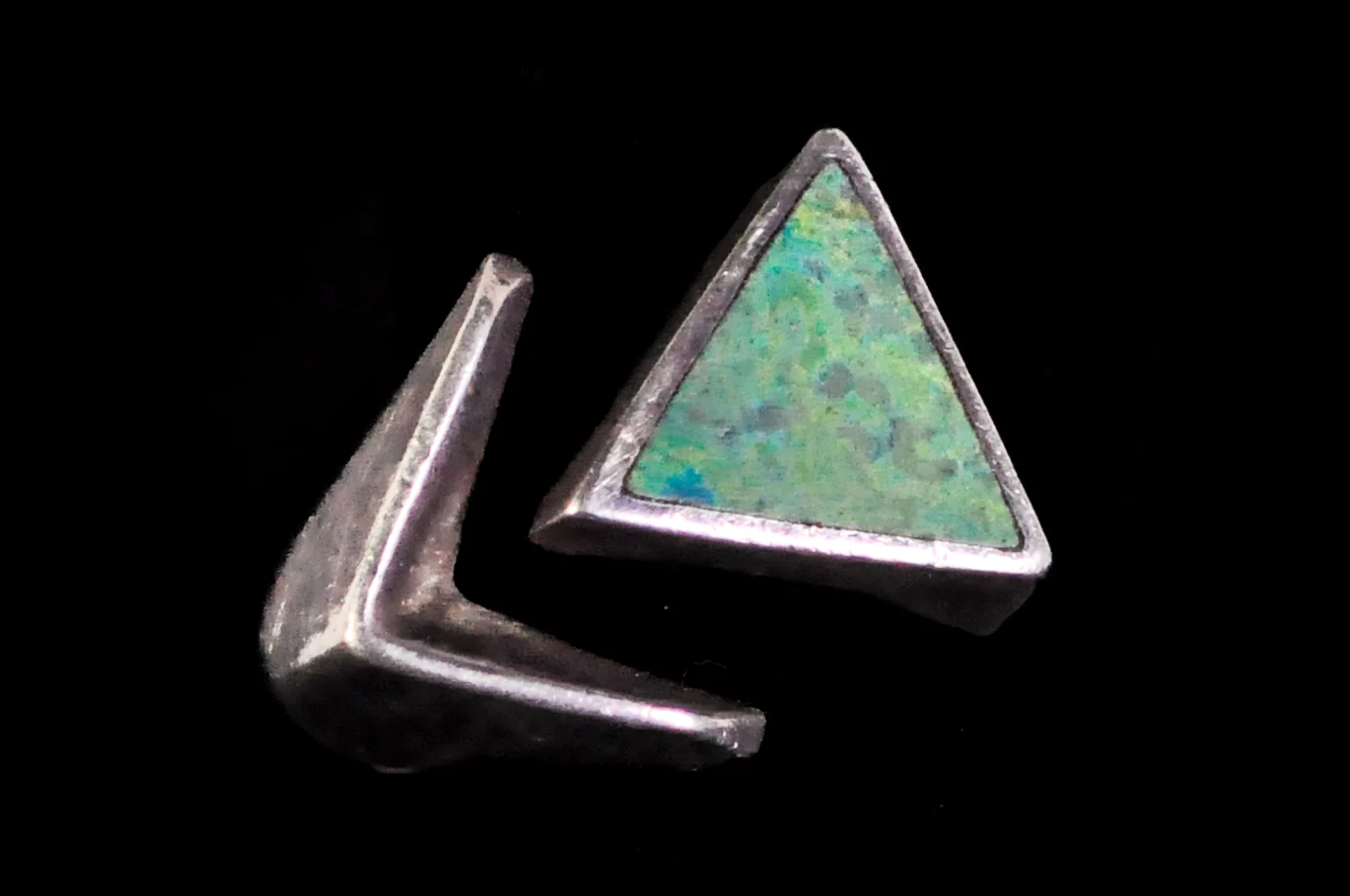 Bell Trading Post Extremely Unique Split Triangle Mosaic Turquoise Ring - Size 10 - Tested Sterling Silver - Authentic Native American Jewelry - Image 3