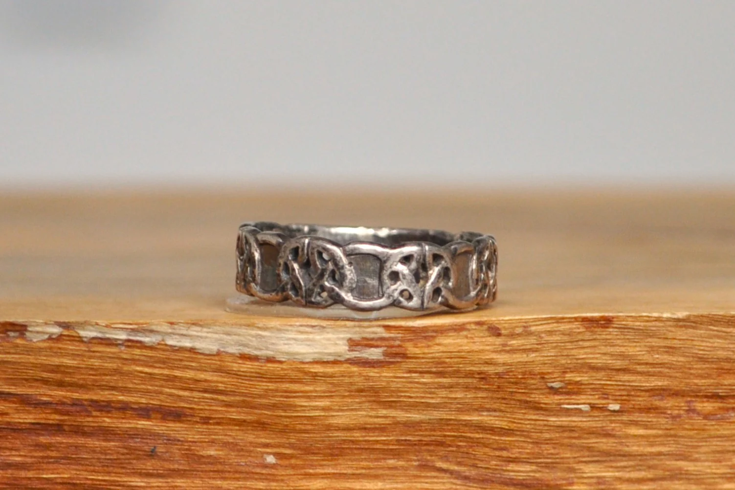 Celtic Woven Knots Ring - Size 8 - Stamped and Tested Sterling Silver - Irish Band Ring - Bound Together Engravable ring - Image 2