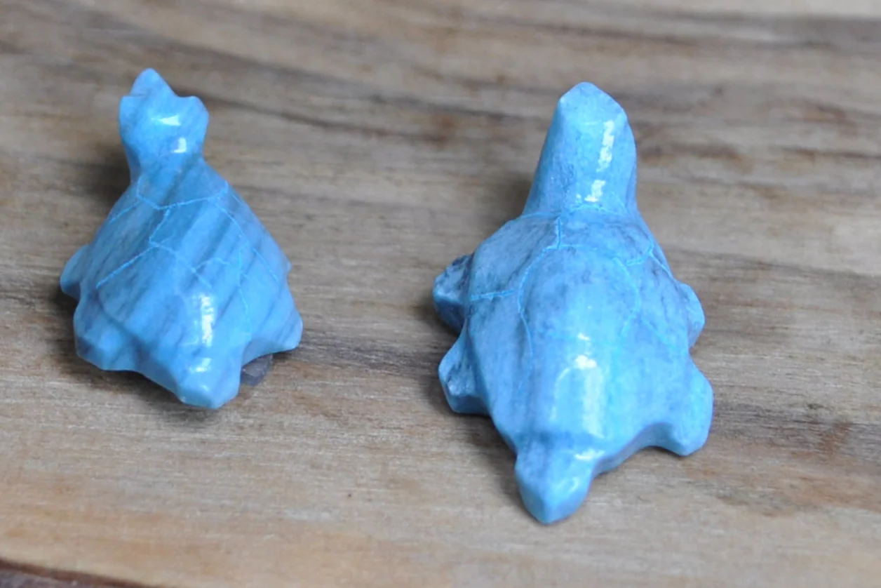 Carved set of 2 Amazonite Crystal Turtle Figurines - Amazonite Turtle Carved Crystal set of two - Mother and Child Turtles Amazonite Figurines set - Image 3