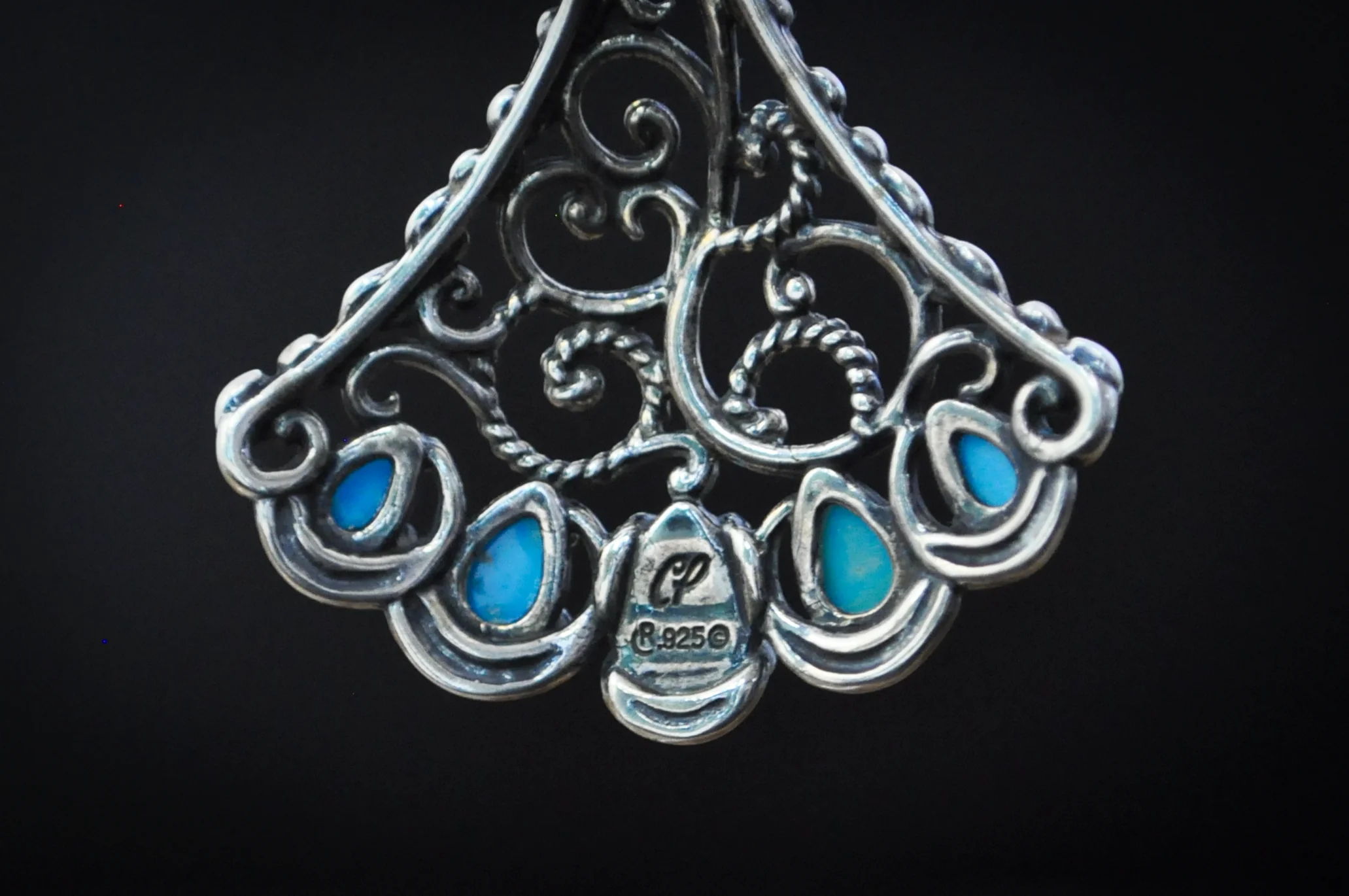 Carolyn Pollack American West Turquoise Enhancer Pendant - Stamped and Tested Sterling Silver - Sleeping Beauty Collection - Image 3