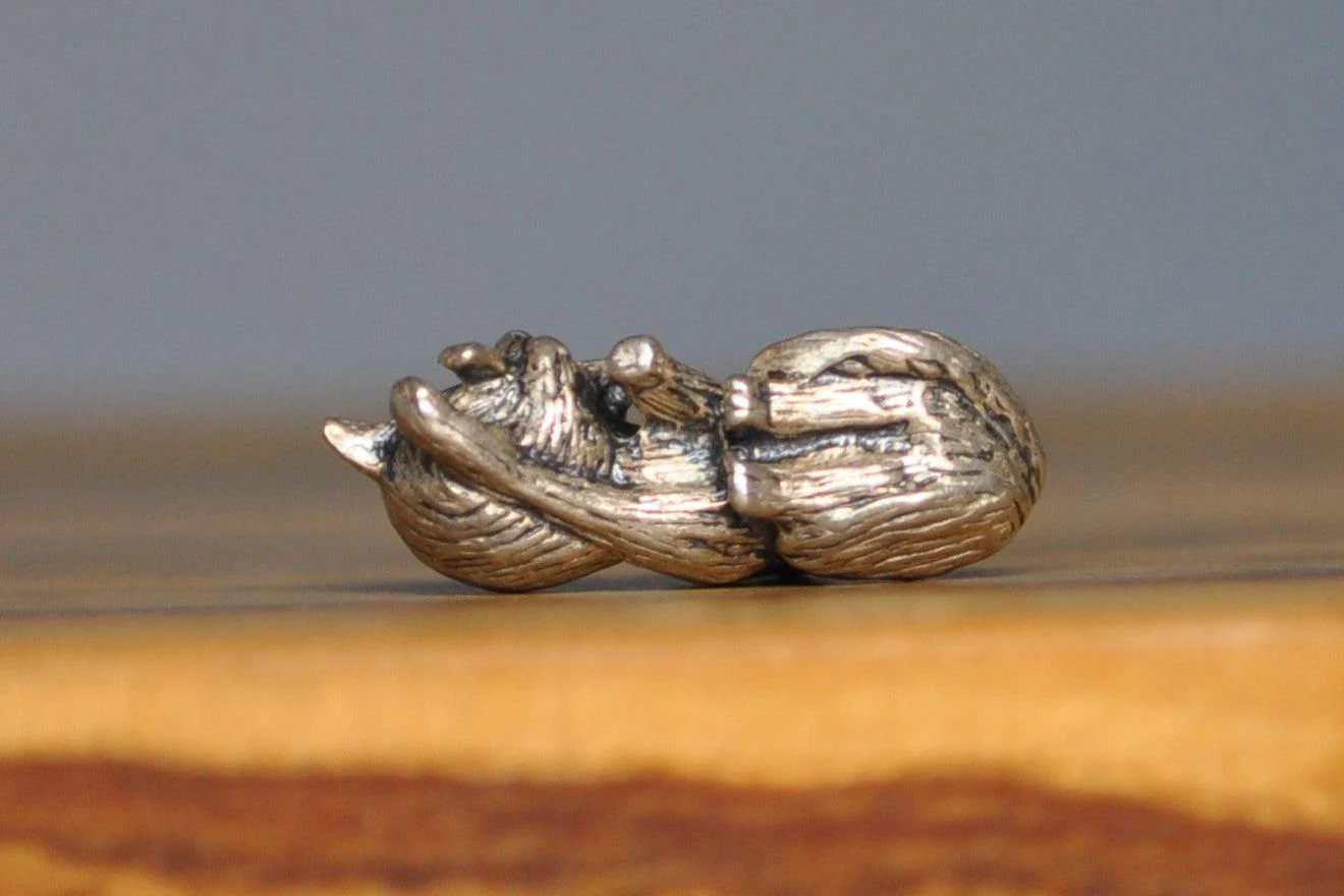 Silver Sleepy Cat Charm - Tested Sterling Silver - Sleeping Kitty Charm - Image 4