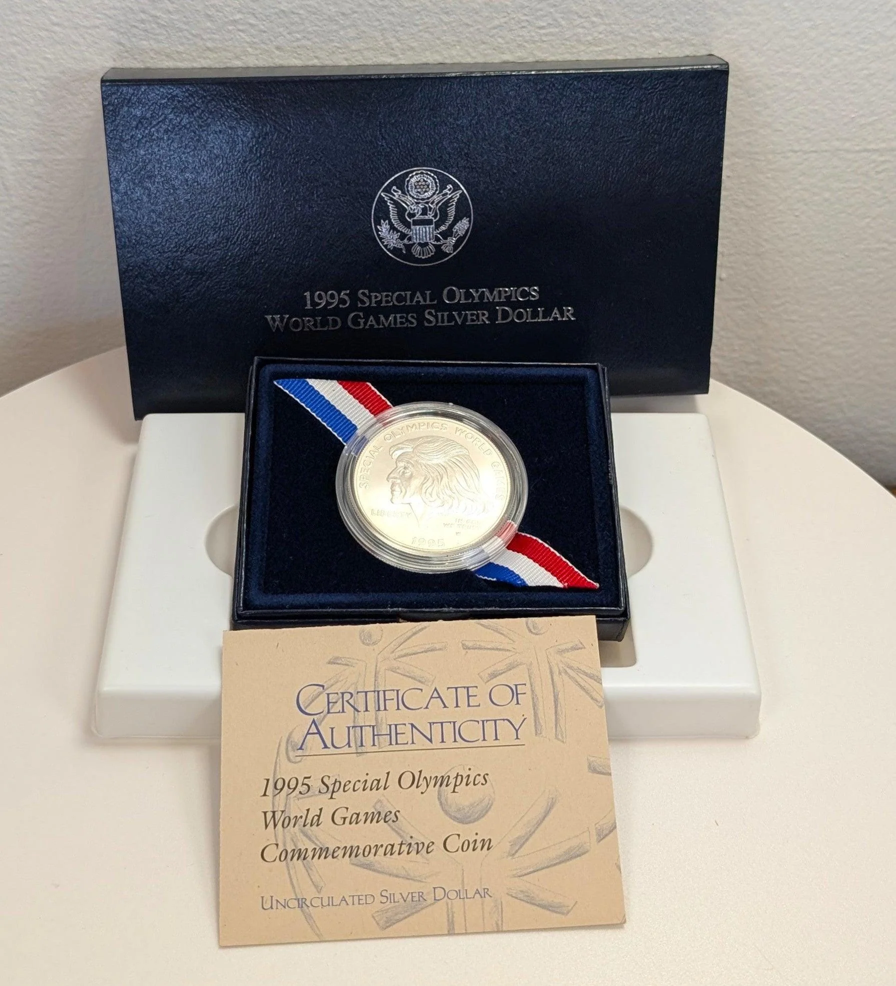 1995-W Unc Commemorative Silver Dollar Special Olympics West Point Mint With Box And Coa - Image 3