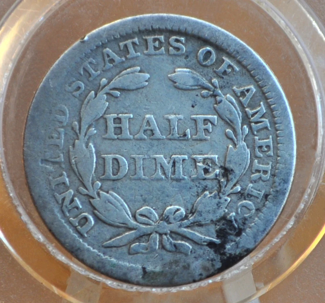 1855 Seated Liberty Half Dime - G+ (Good) - Good+ Detail - 1855 Half Dime - Early American Coin - Image 3