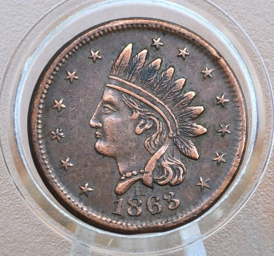1863 Civil War Token - XF (Extremely Fine) - Not One Cent - Great Design, Great Condition - Image 2