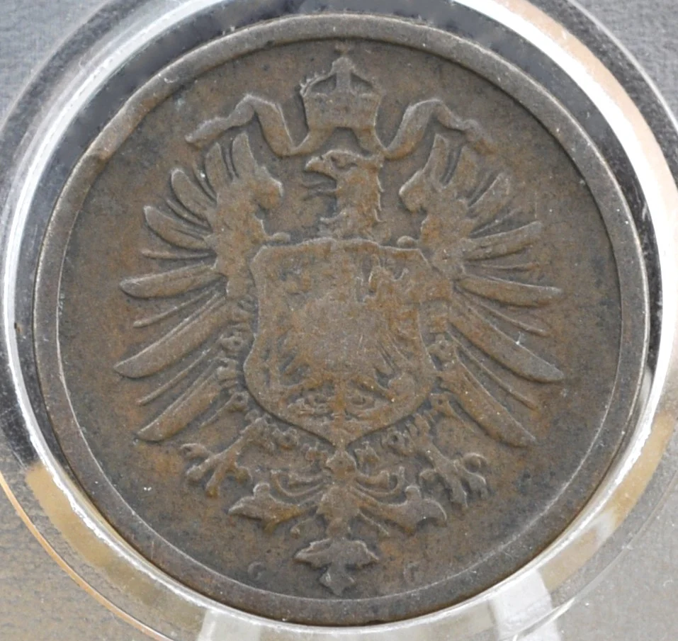 1875 German 2 Pfennig Deutsches Reich  - Great condition - Second Reich of Germany 1875 G 2 Pfennig - 1800s German Empire Coin - Two Pfennig 1875-G - Image 2