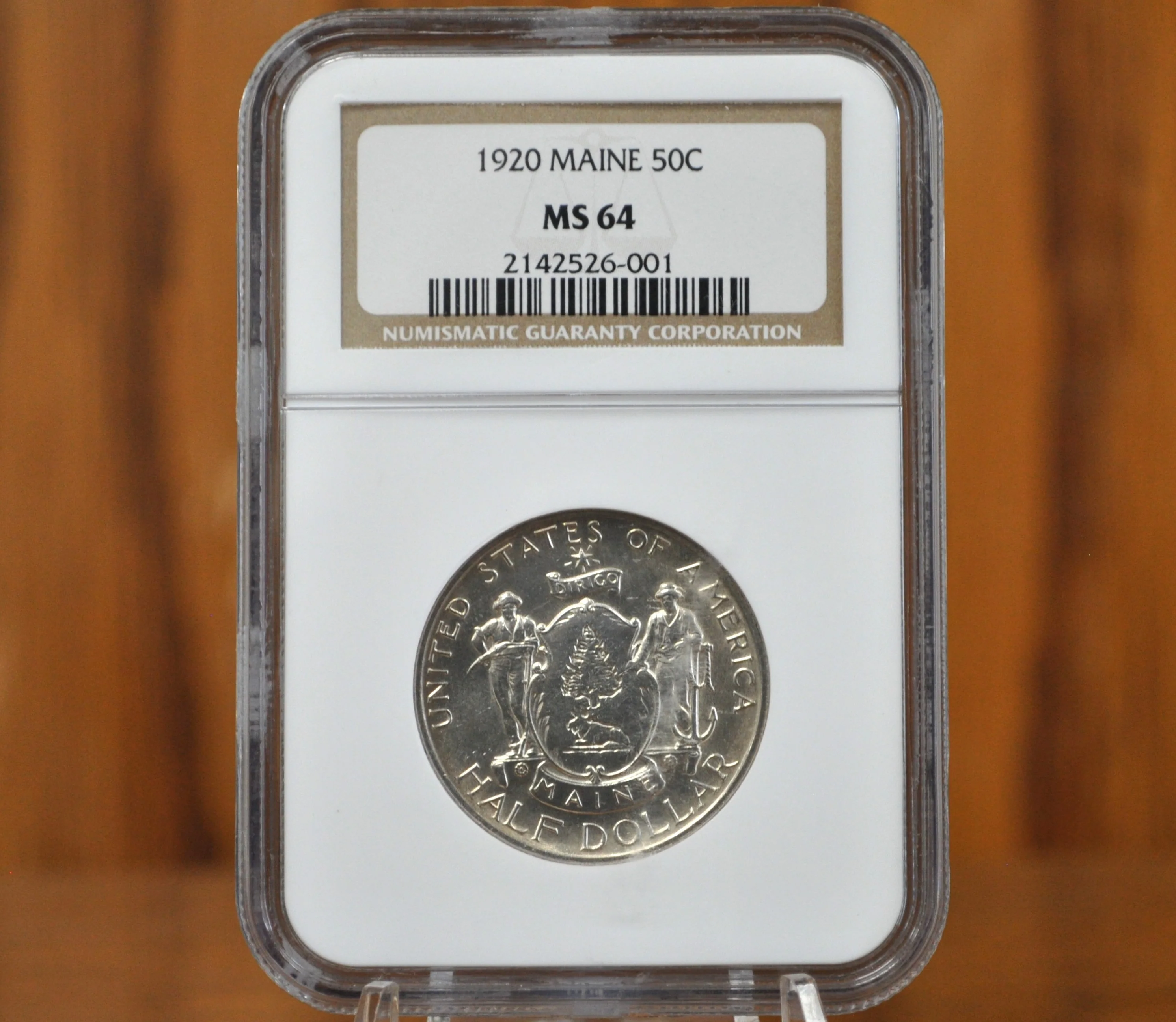 1920 Maine Centennial Half Dollar - NGC MS64 - State of Maine Silver Commemorative Half Dollar 1920, Scarce - Image 3