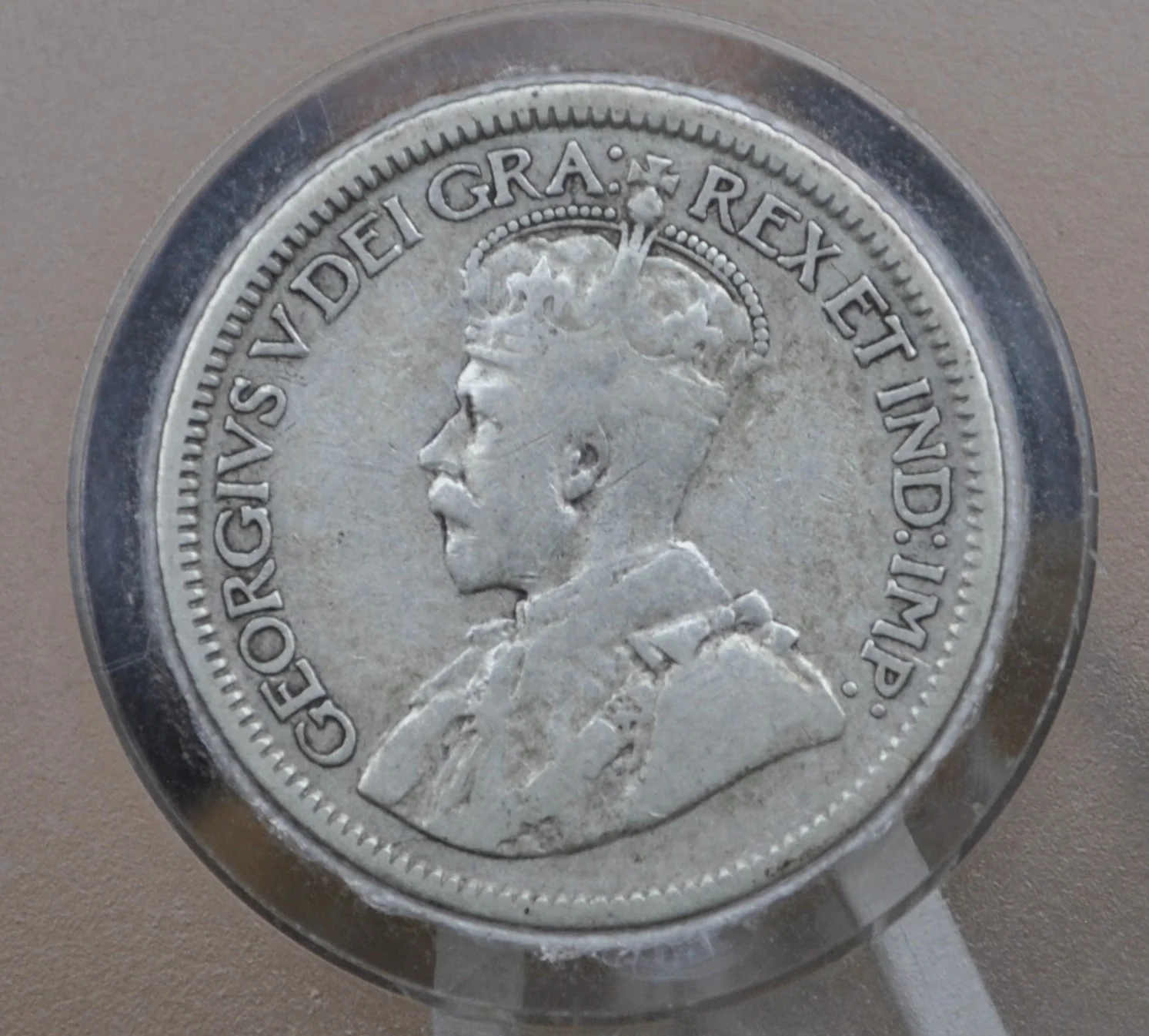 1921 Canadian Silver 10 Cent Coin - F (Fine) Grade / Condition - King George V - Canada 10 Cent 80% Silver 1921 - Image 2