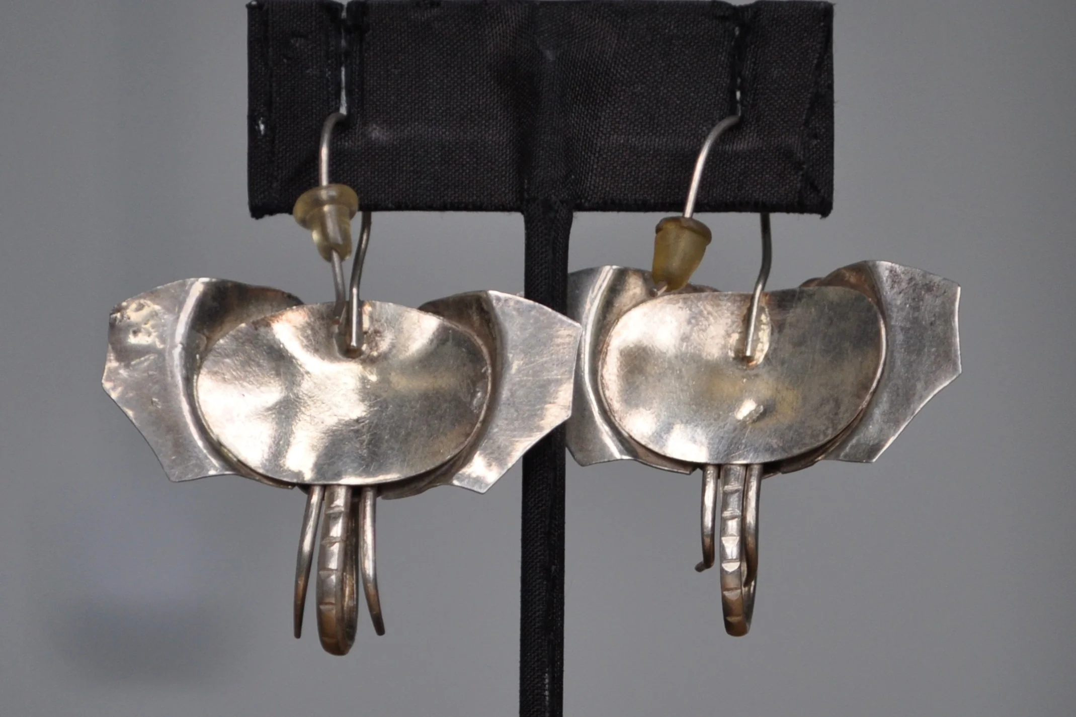 Cute Art Deco Tusked Elephant Earrings - Stamped and Tested Sterling Silver - Art Deco/Minimalist Style Jewelry - Image 4