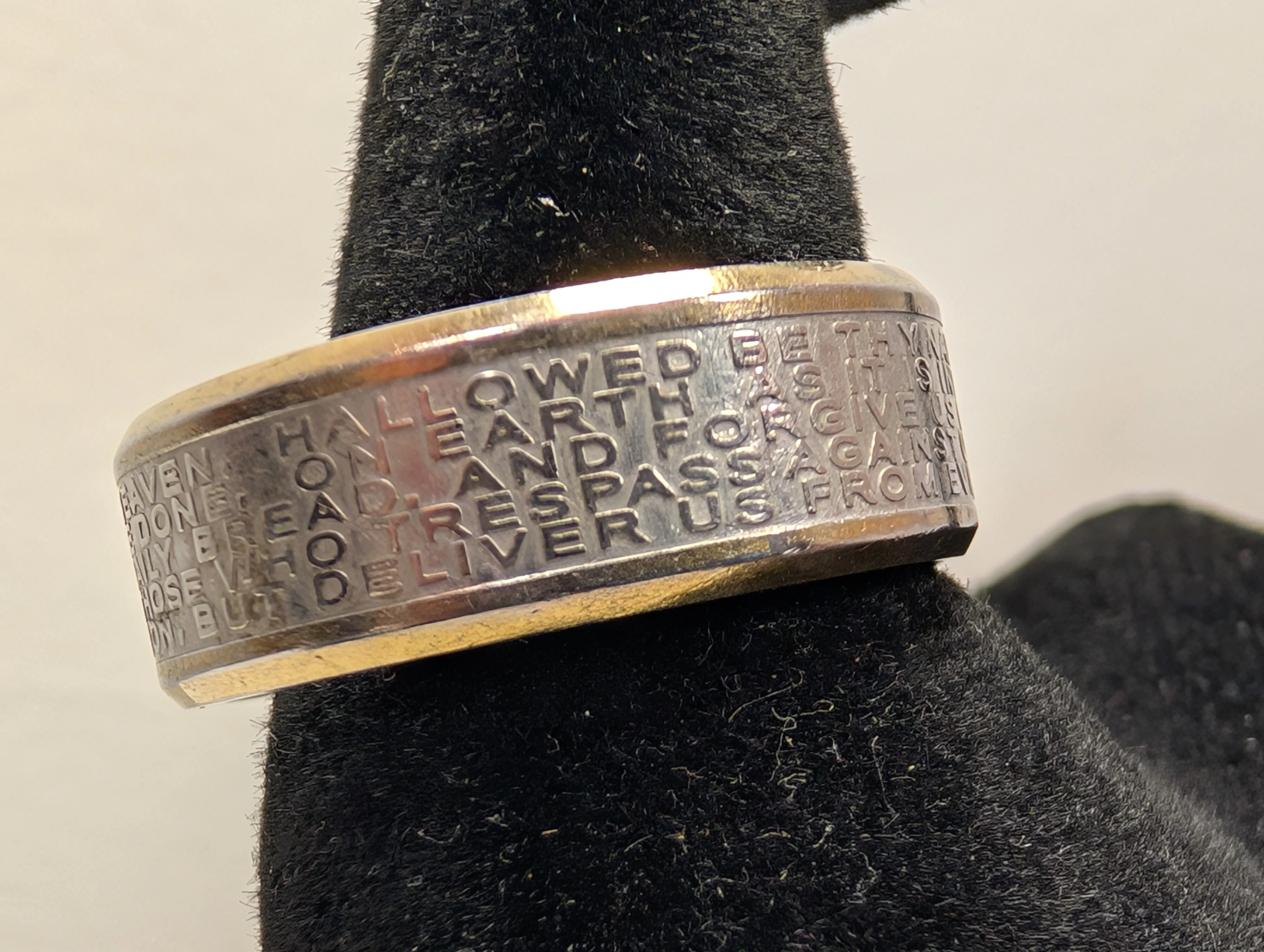 Rare The Lord's Prayer Men's Faith Ring - Size 9.5 - Cross Faith Ring - Our Father Prayer Ring - Image 4