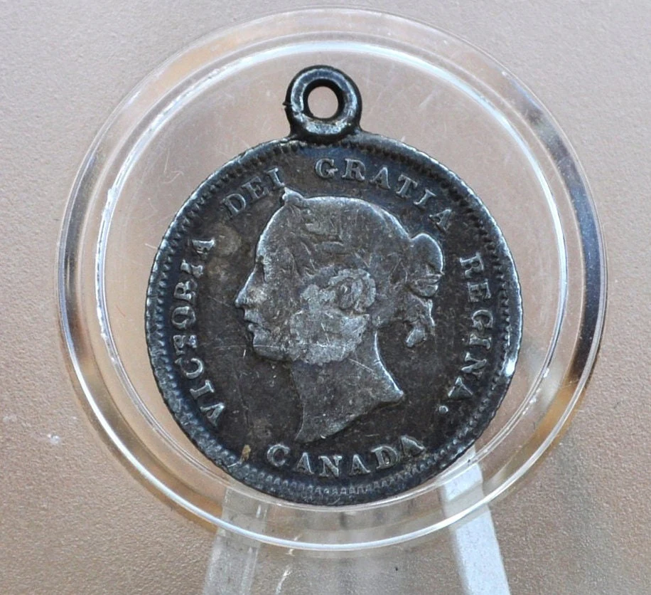 Genuine Antique Love Token J - Made From an 1800s Canadian Silver Dime - Beautiful Scroll Work, 1800s Love Token Sterling - Image 2