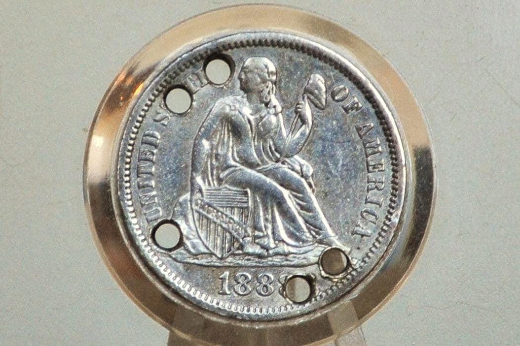 Genuine Antique Love Token, Will - Made From an 1880's Silver Dime - Beautiful Scroll Work, 1800s Silver Love Token, "Will" Love Token - Image 2