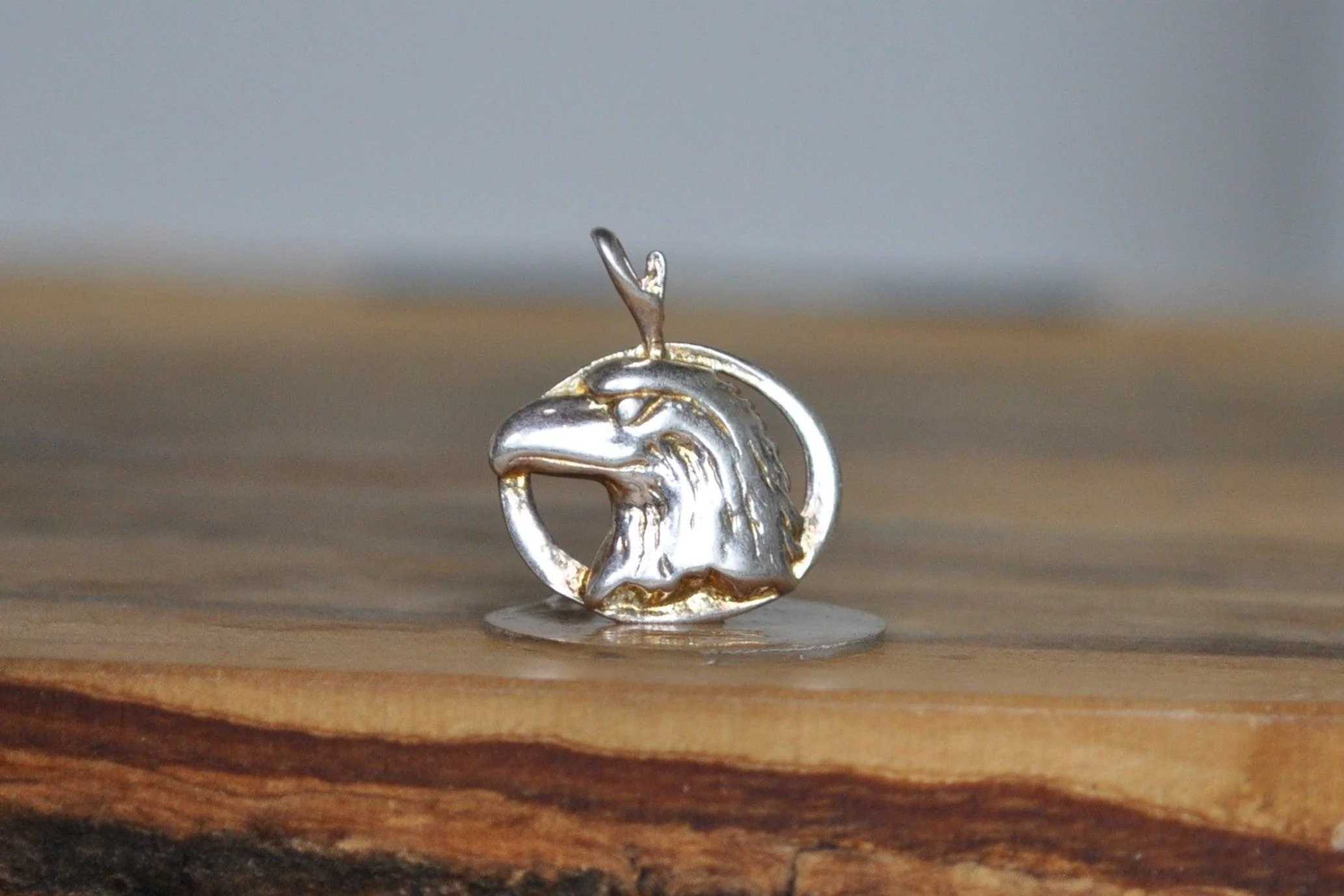 Gold Tone Silver Eagle Head Charm - Stamped and Tested Sterling Silver - Patriotic/Brave Jewelry - Image 2