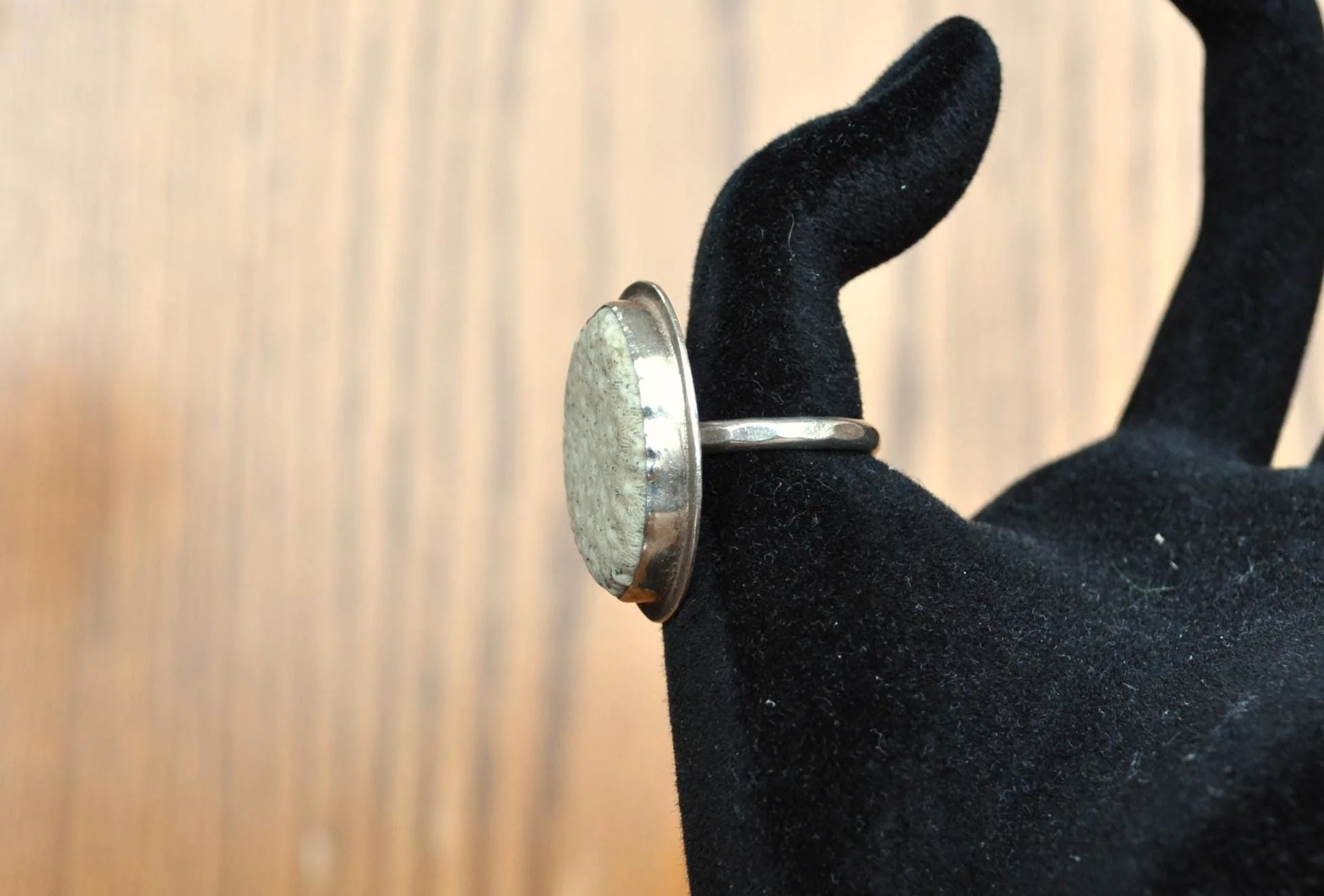 Homemade Coral Fossil Ring - Size 8.5 - Coral Fossil Ring - Tested as Sterling Silver - Image 4