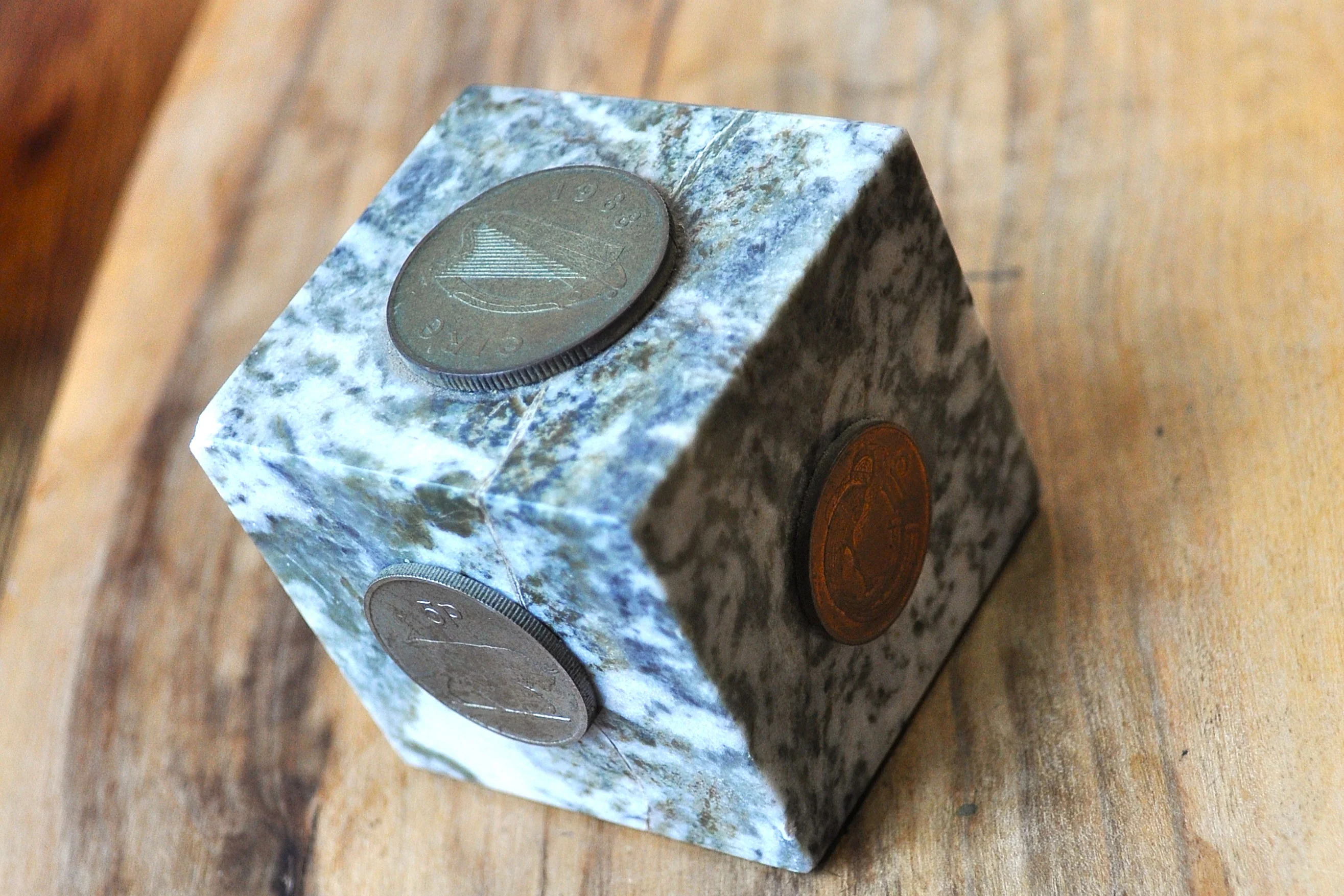 Unique J.C. Walsh & Sons Marble Cube Decorative Coin Paperweight - Made in Rathfarnham, Dublin, Ireland - J.C Walsh & Sons Decorative Paperweight - Connemara Marble Paperweight - Image 6
