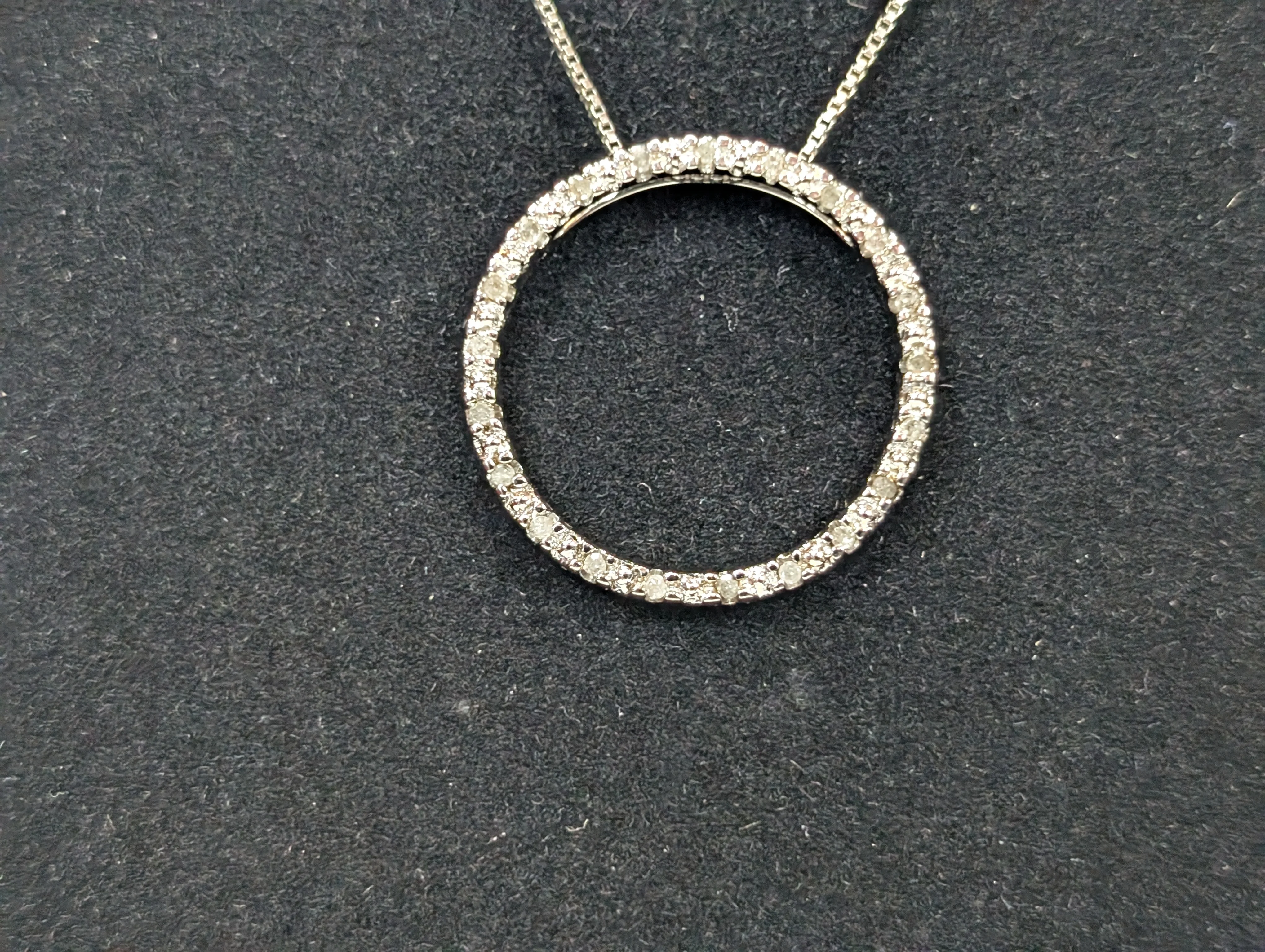 JC Penny 925 Cubic Zirconia Studded Ring Pendant Necklace - 18 Inches - Stamped and Tested Sterling Silver - Comes with Box - Image 2