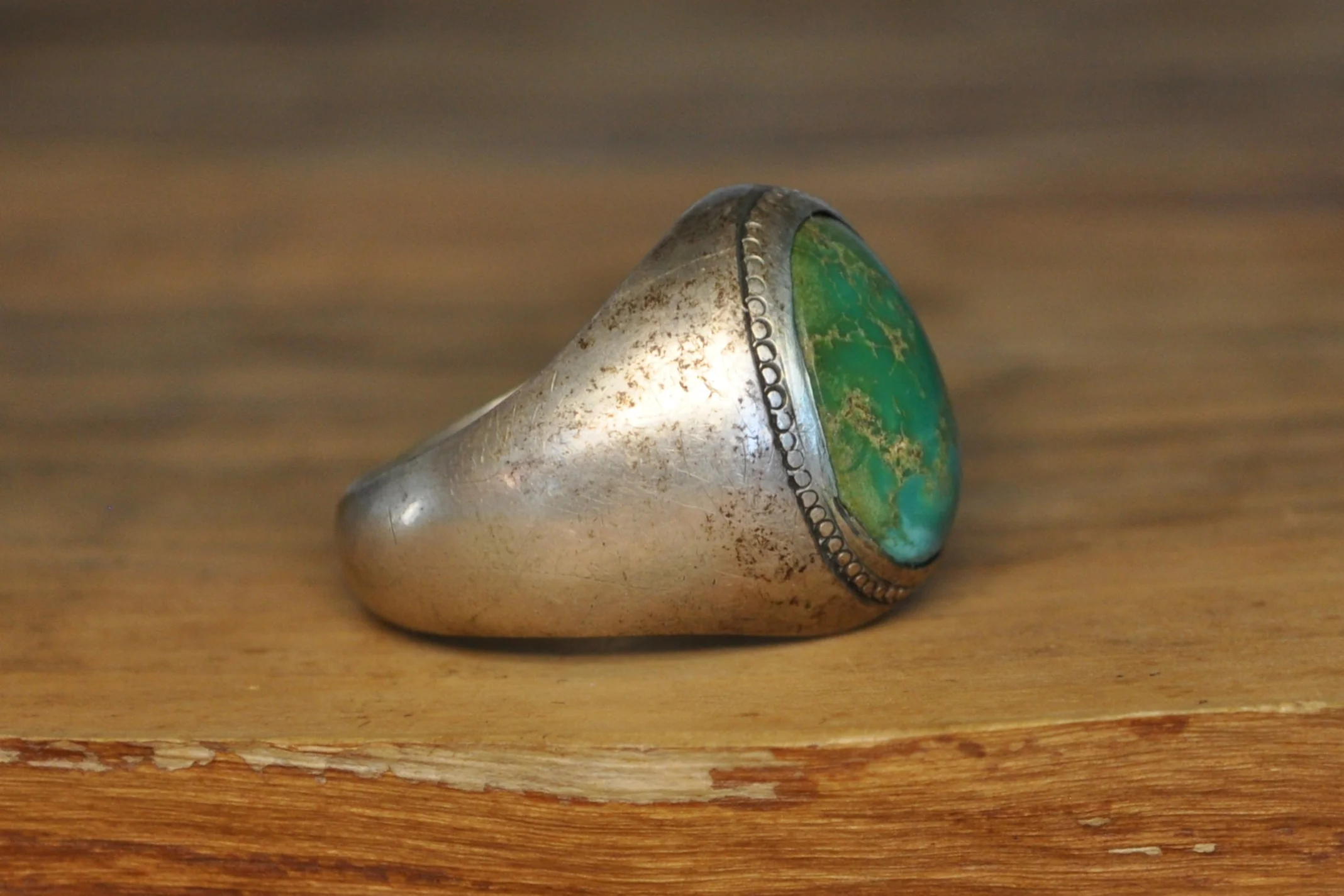 Large Green Turquoise Ring - Size 11 - Tested Sterling Silver - Native American Jewelry - Image 2