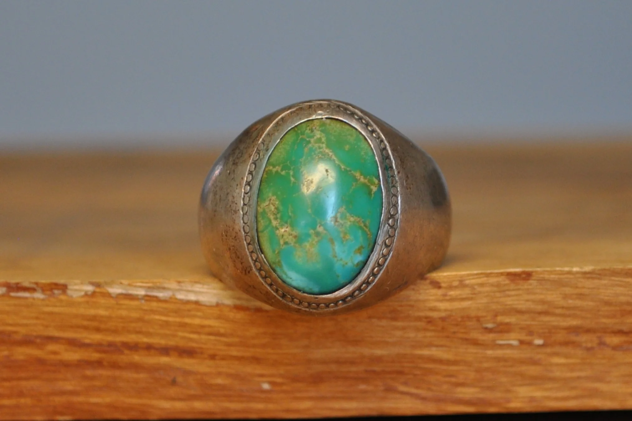 Large Green Turquoise Ring - Size 11 - Tested Sterling Silver - Native American Jewelry - Image 9