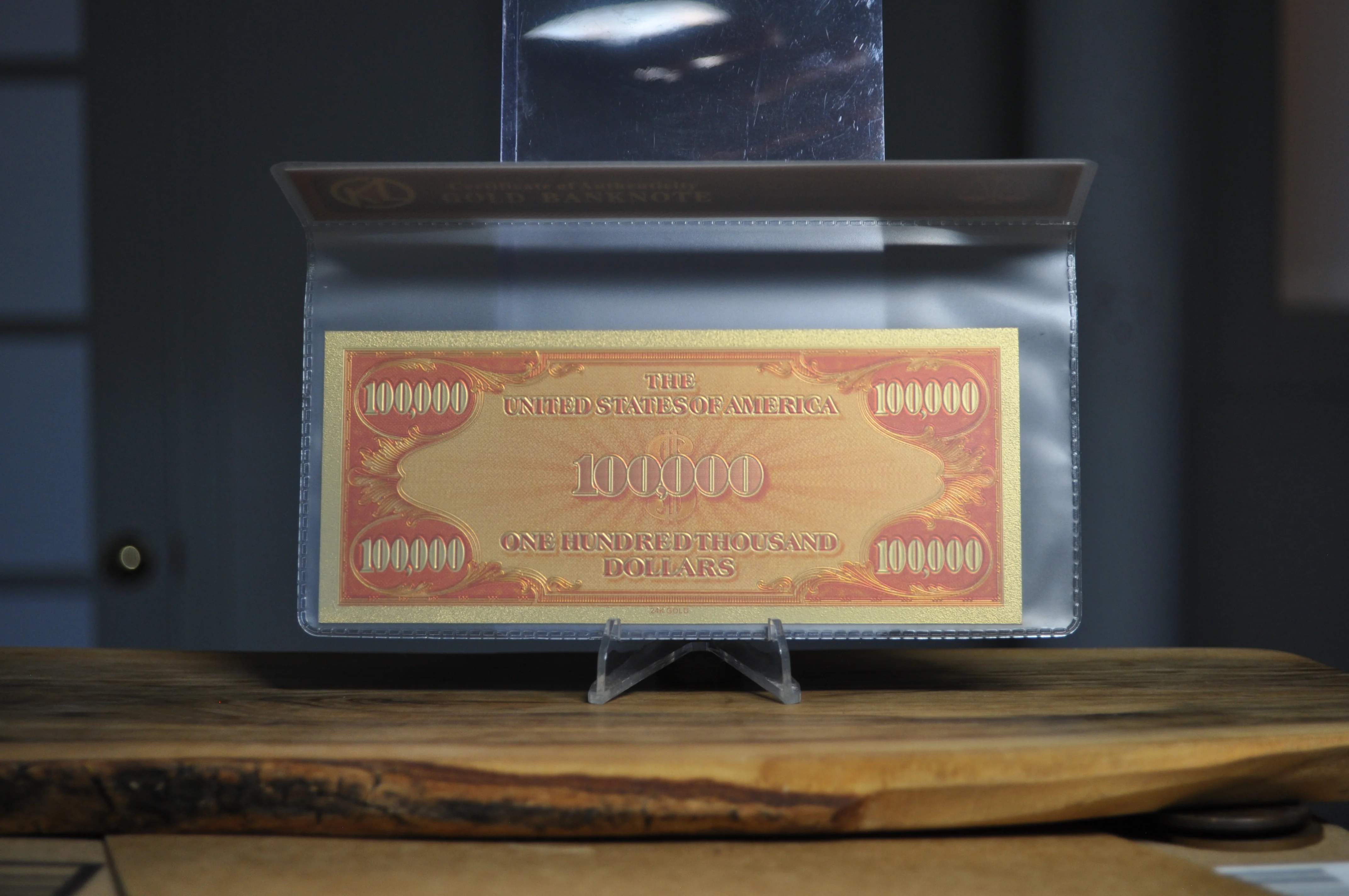 Wilson 100,000 Dollar 24K Gold Bank note - Image 2
