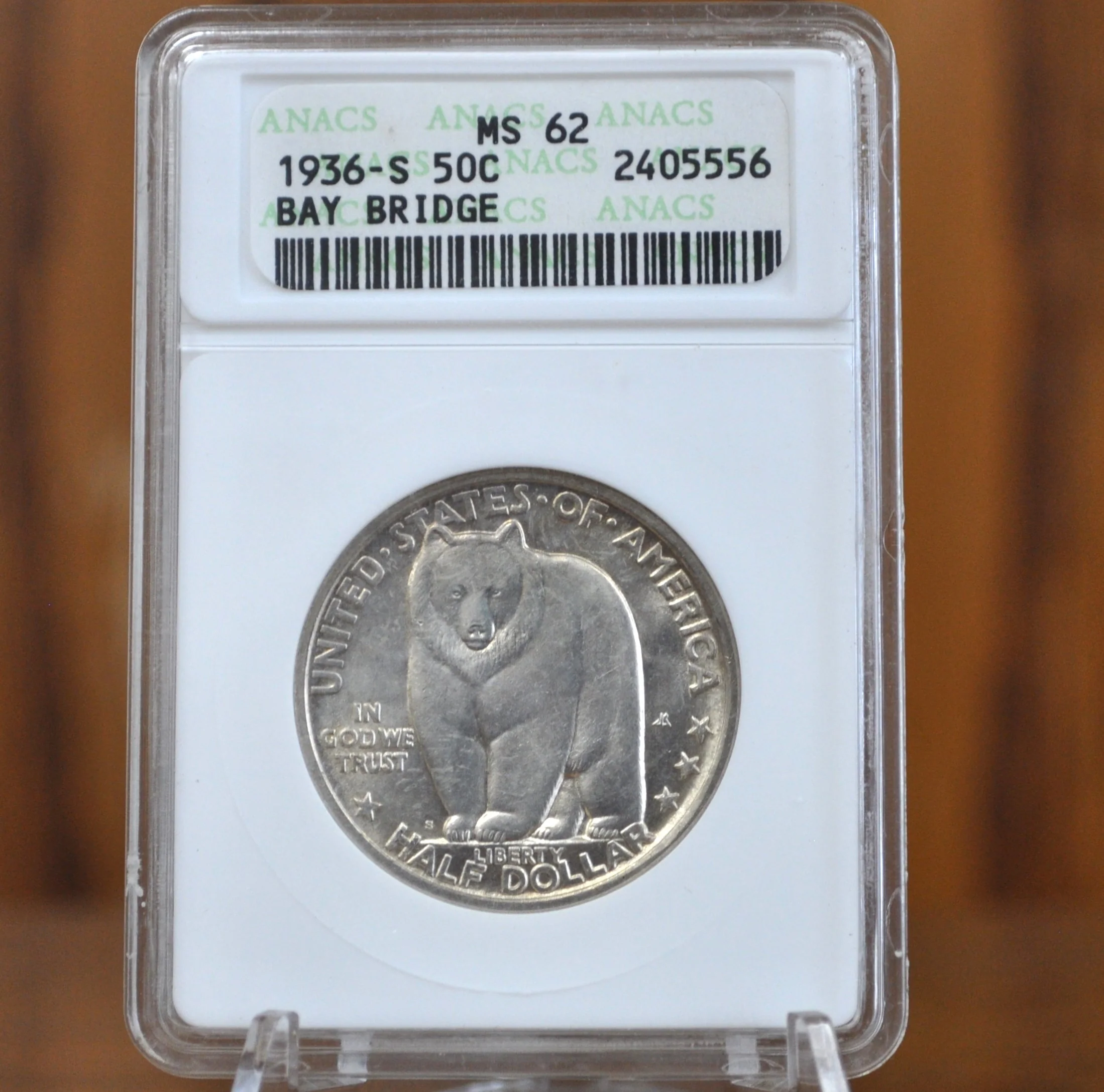 MS62 1936-S Bay Bridge Silver Commemorative Half Dollar - MS62 ANACS - San Francisco Half Dollar Commemorative 1936S - Image 2