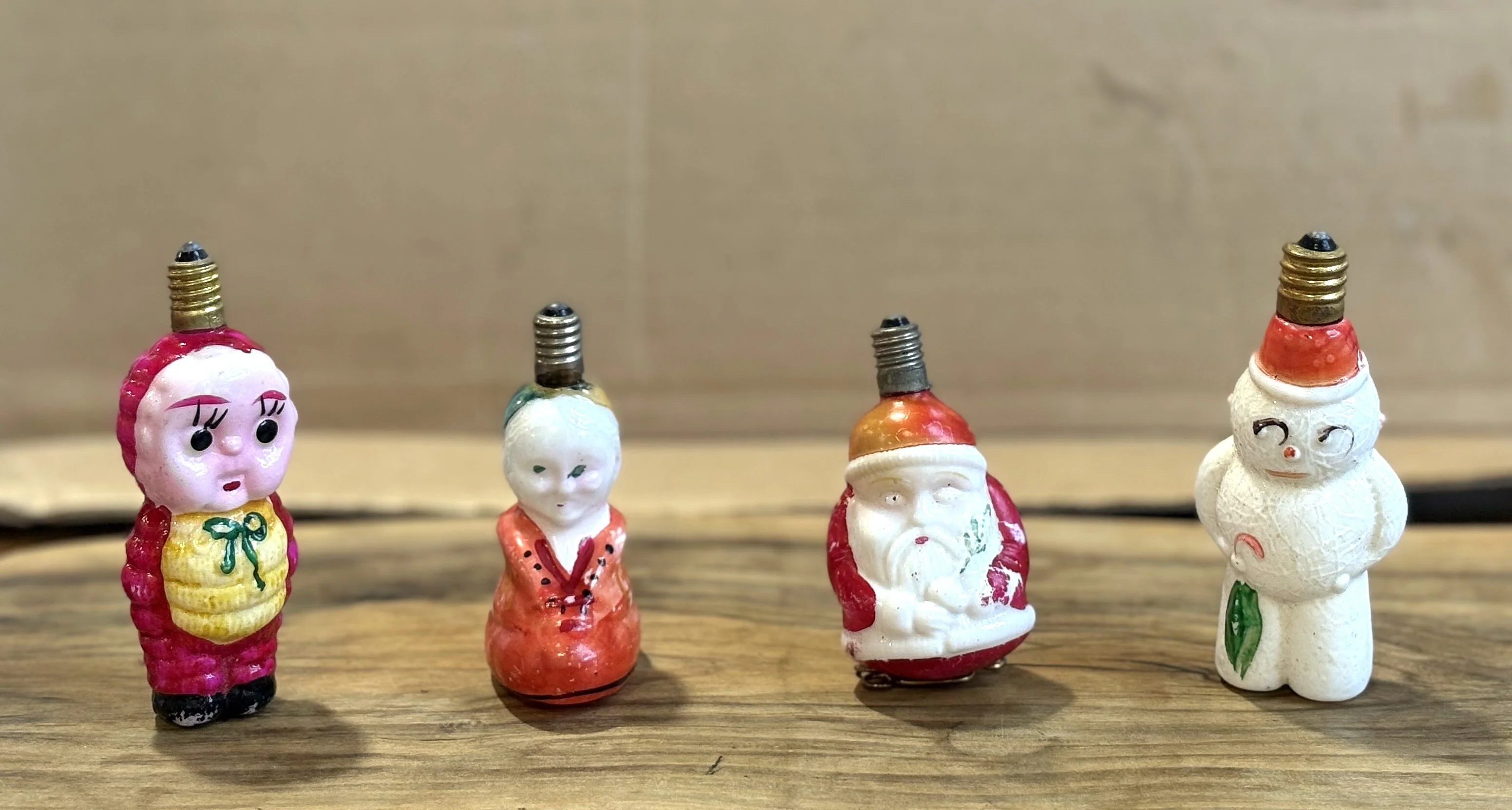 Antique Milk Glass Figurine/Christmas Tree Lightbulbs -Vintage Christmas Milk Glass Hand painted Light Bulbs - Image 3