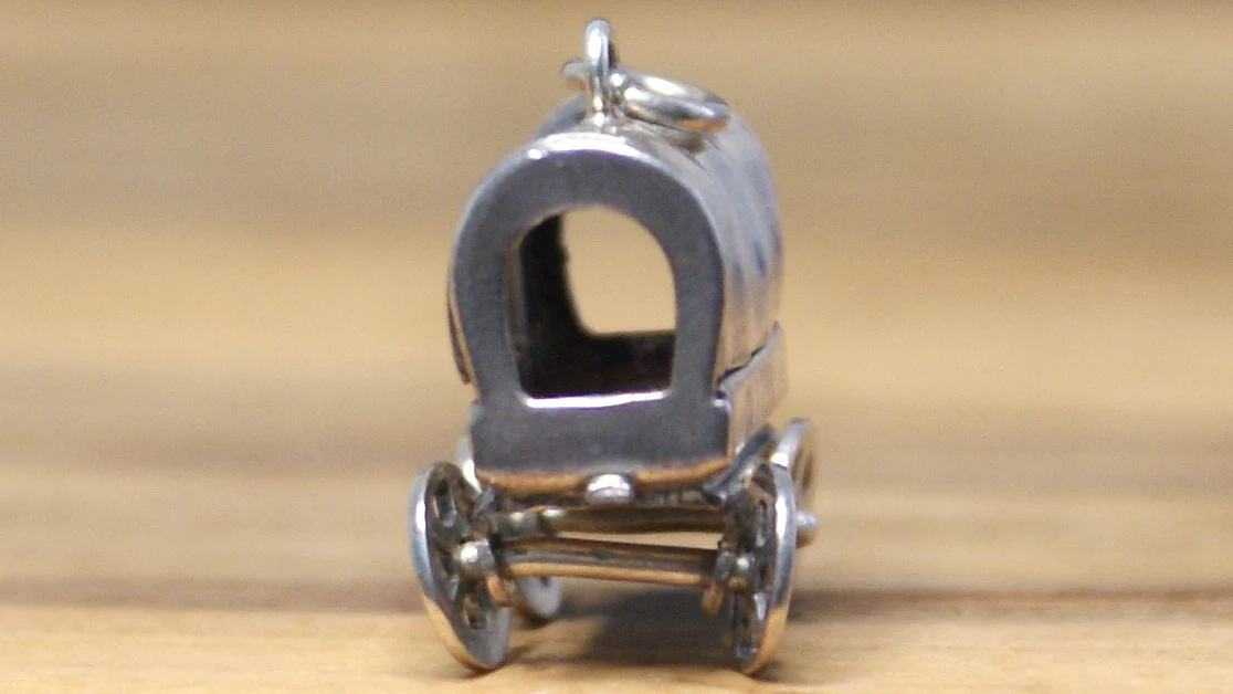 Vintage Sterling Silver 3D Covered Wagon Charm Moving Wheels .925 Pendant - 925 Sterling Silver Old West Wagon Charm - Image 5