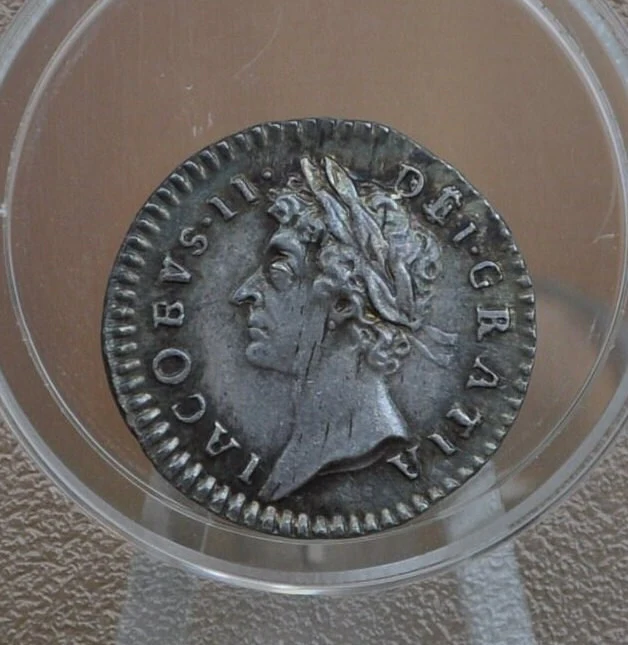 Set of 1687 UK 1,2,3 & 4 Pence, XF-Uncirculated - 1687 Onepence, 1687 Twopence, 1687 Threepence, 1687 Fourpence - James Ii - Very Rare Set - Image 7