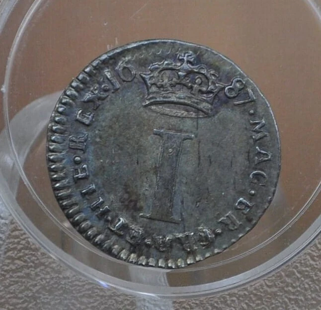 Set of 1687 UK 1,2,3 & 4 Pence, XF-Uncirculated - 1687 Onepence, 1687 Twopence, 1687 Threepence, 1687 Fourpence - James Ii - Very Rare Set - Image 8