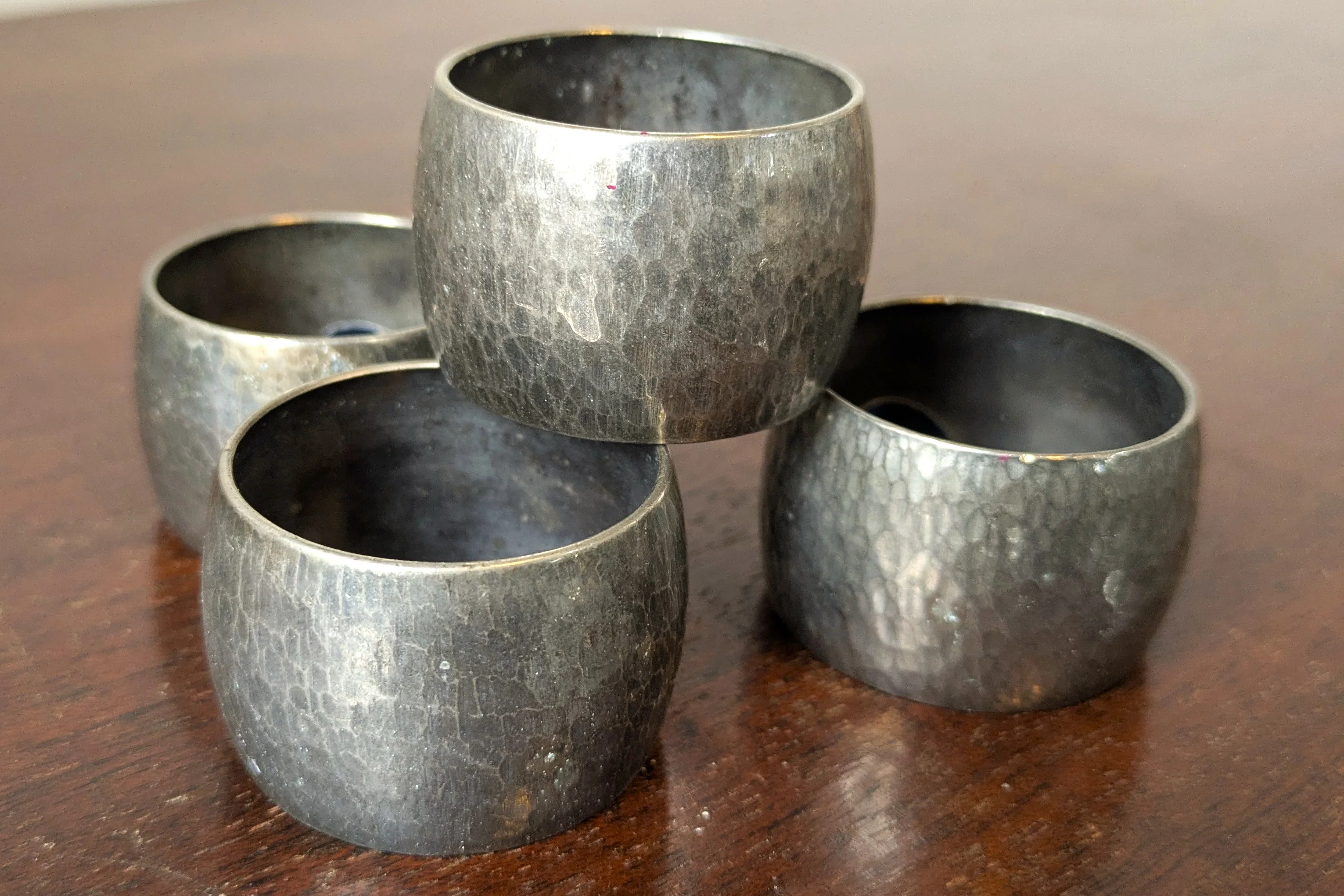 Set of 4 Scale Design Napkin Rings - Silverplated on Brass - Dinner Parties - Measurements Seen in Photos - Image 2
