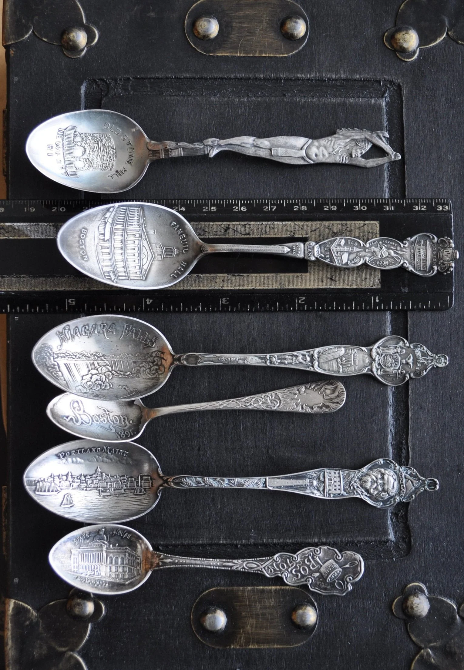 Set of 6 Antique New England Sterling Souvenir Spoons, Large Sizes, Awesome for Décor & Collections, Silver Spoons Souvenir Spoons Sterling - Image 8
