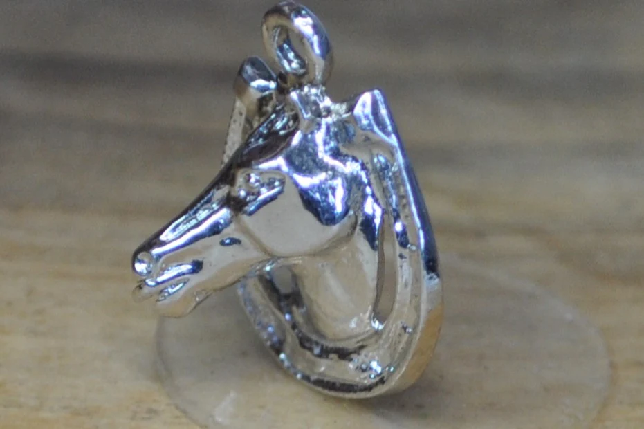 Silver Horse Head Poking Through Horseshoe Charm - Tested Sterling Silver - Good Luck Charm - Image 3