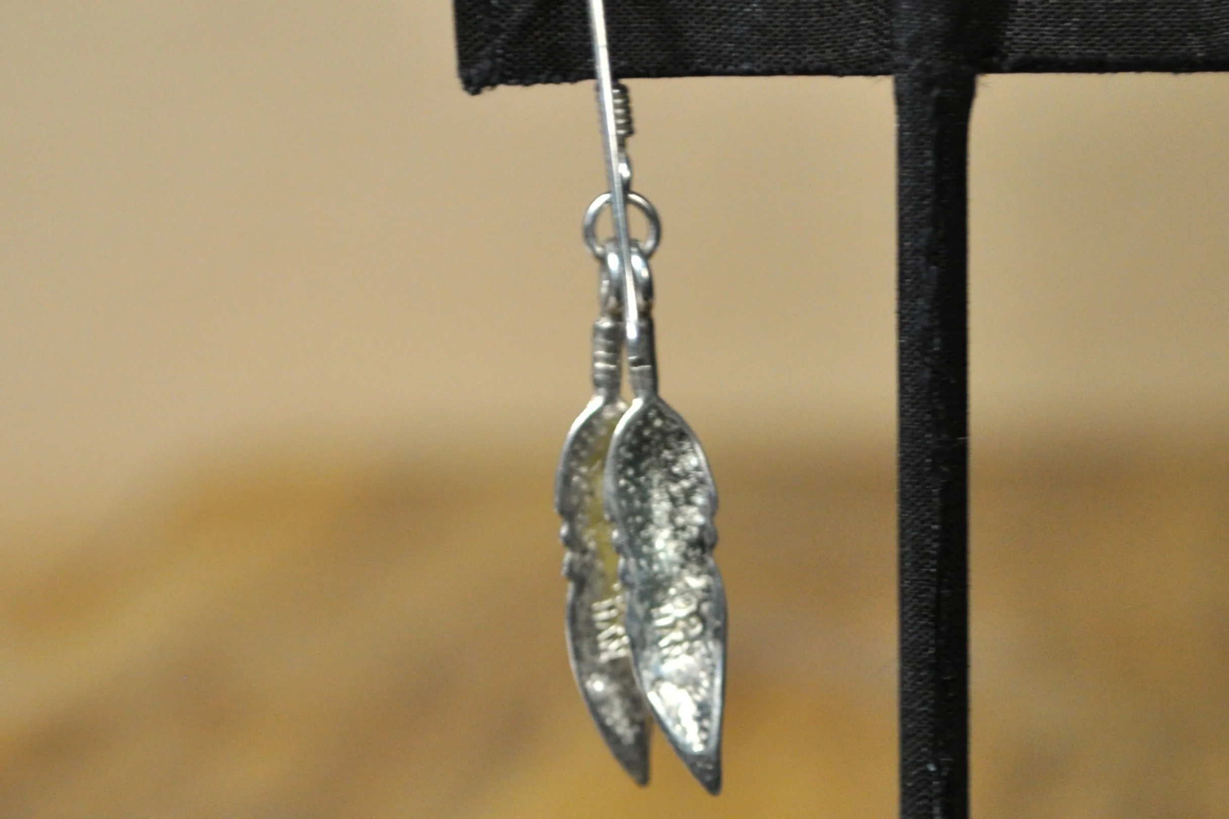 Singular Native American Dual Feather Earring - Stamped and Tested Sterling Silver - Sacred Native Feather Earring - Dangle Earring - Image 2