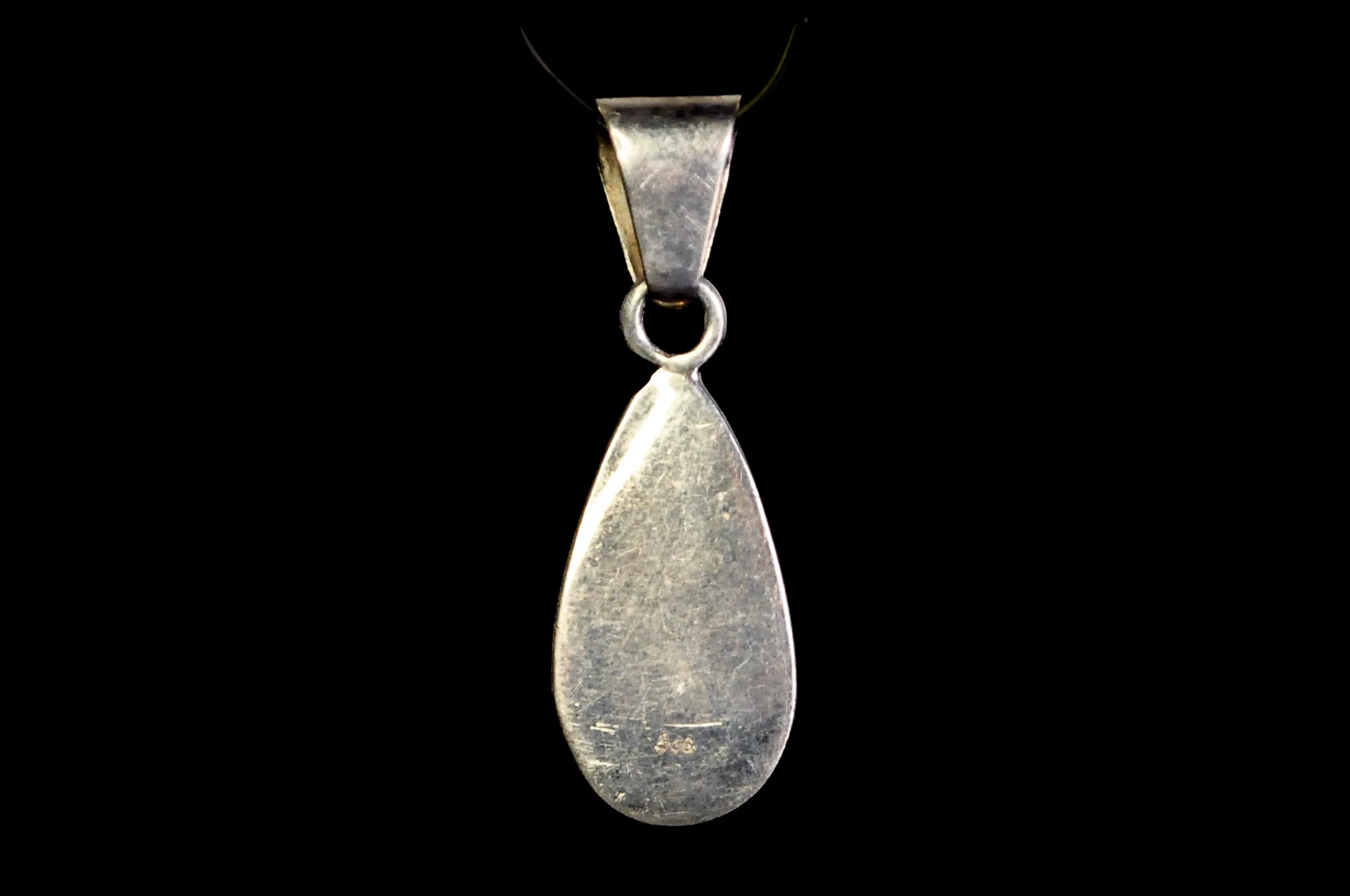 Beautiful Sterling Larimar Stone Teardrop Pendant - Stamped and Tested Sterling Silver - Dominican Republic Jewelry - Image 2