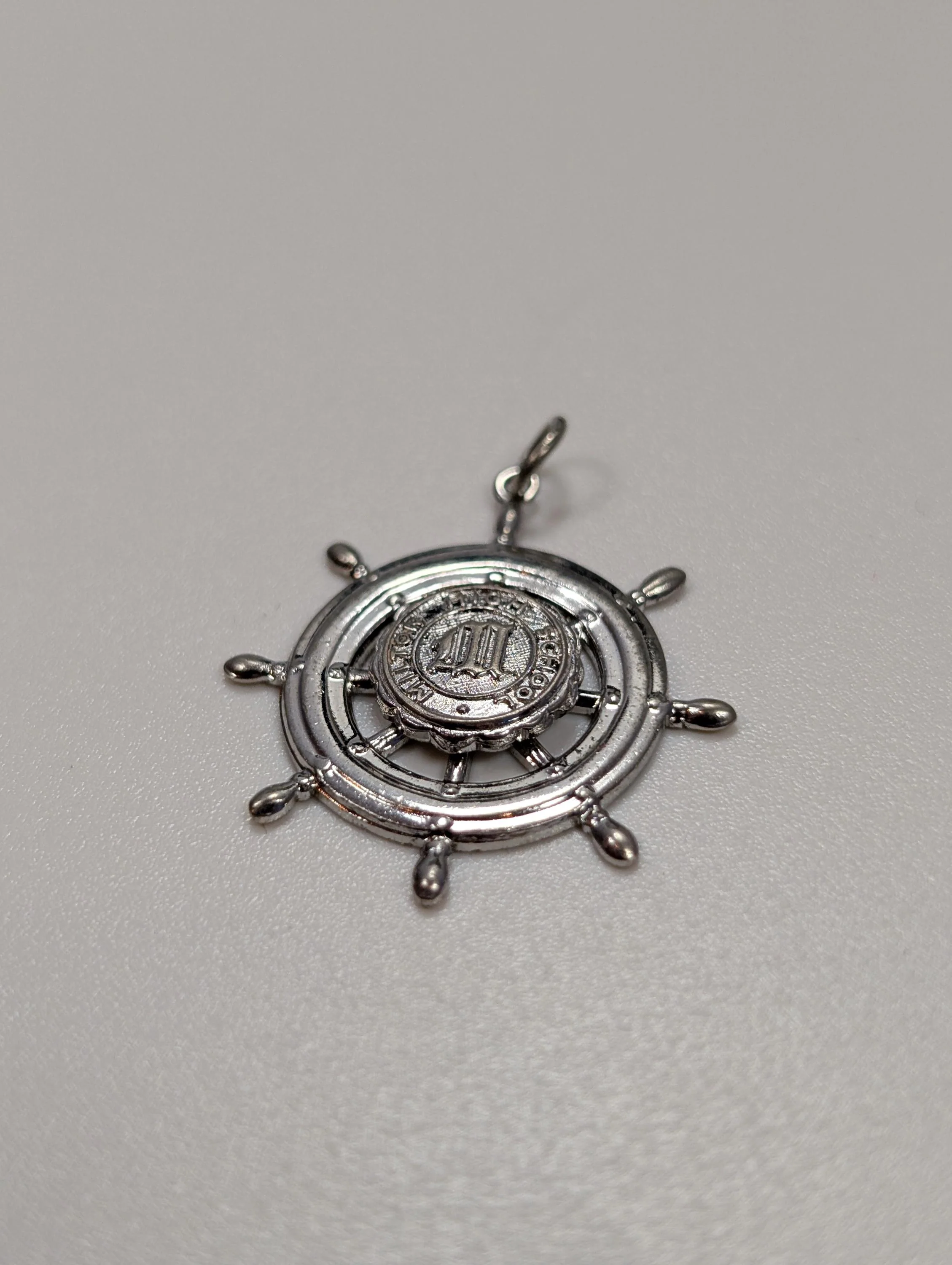 Sterling Silver 1963 Milton High School Senior Prom Pendant - Tested Sterling Silver - Milton, Mass - Ship Wheel Pendant - Image 4