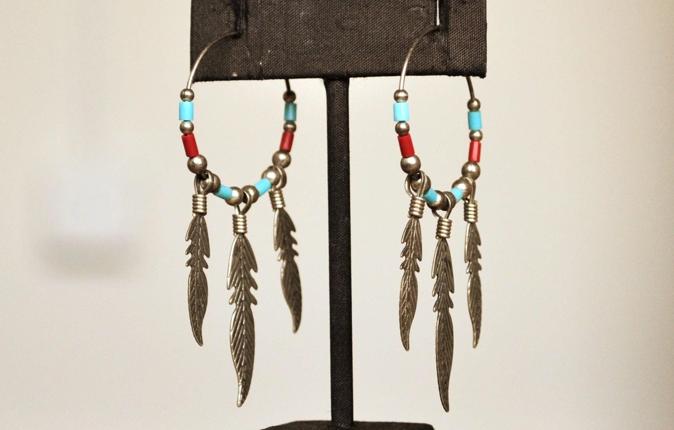 Sterling Silver and Enamel Native American Feather Earrings - Tested Sterling Silver - Sacred Native Feather Earrings - Image 3