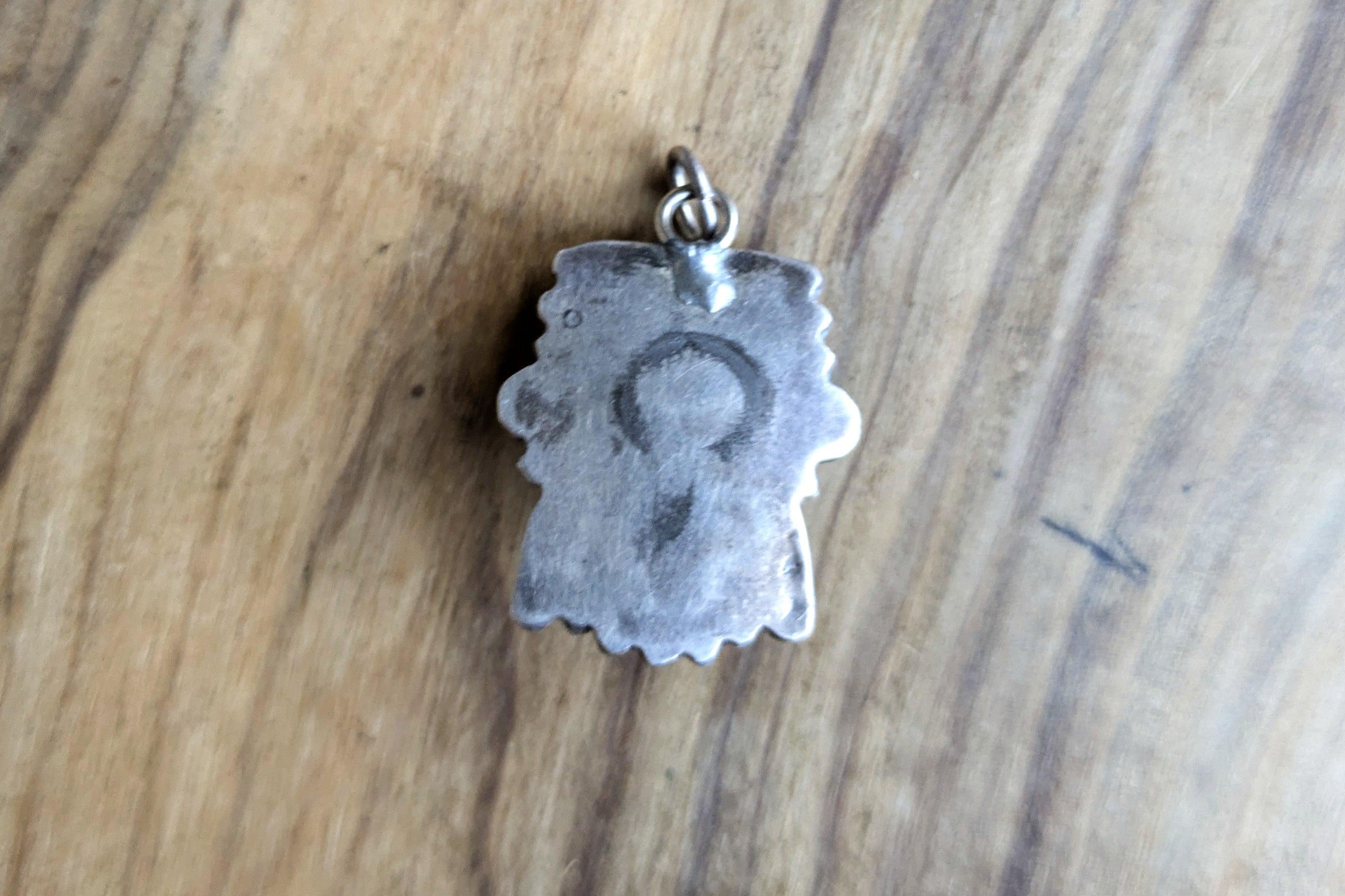 Sterling Silver Tribal Aztec Warrior Face Charm - Tested Sterling Silver - Onyx Face - Image 4