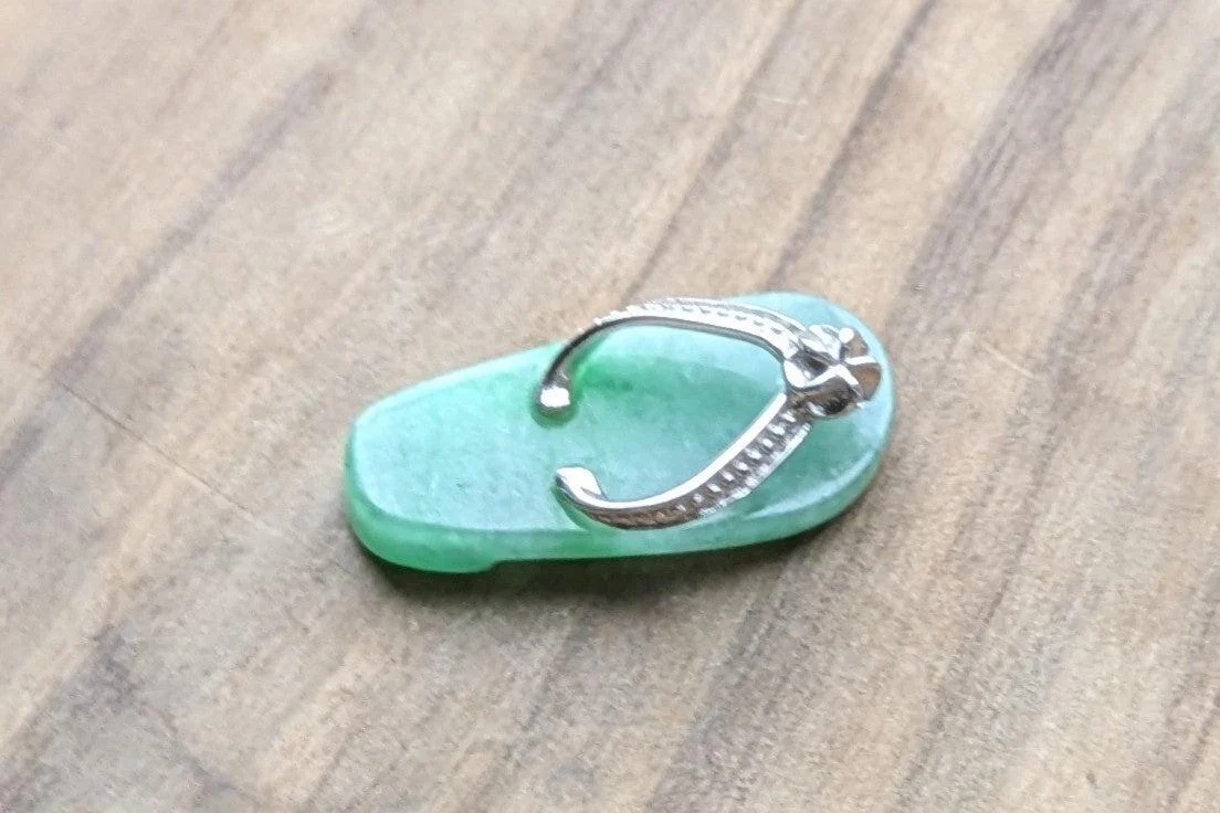 Sterling Silver Jade Sole Sandal Charm - Tested Sterling Silver - Small Slipper/Flip-Flop Charm - Image 2