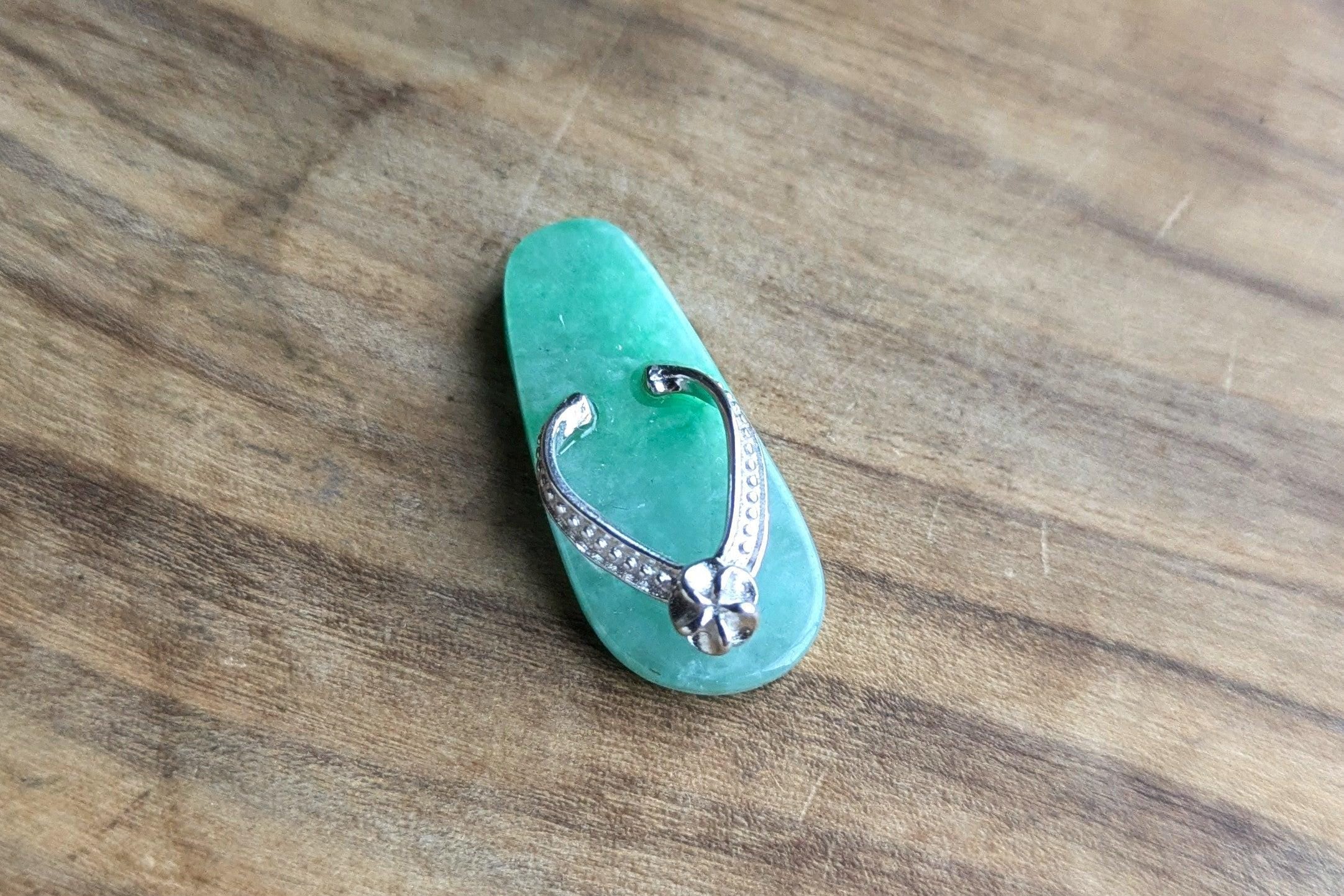 Sterling Silver Jade Sole Sandal Charm - Tested Sterling Silver - Small Slipper/Flip-Flop Charm - Image 4