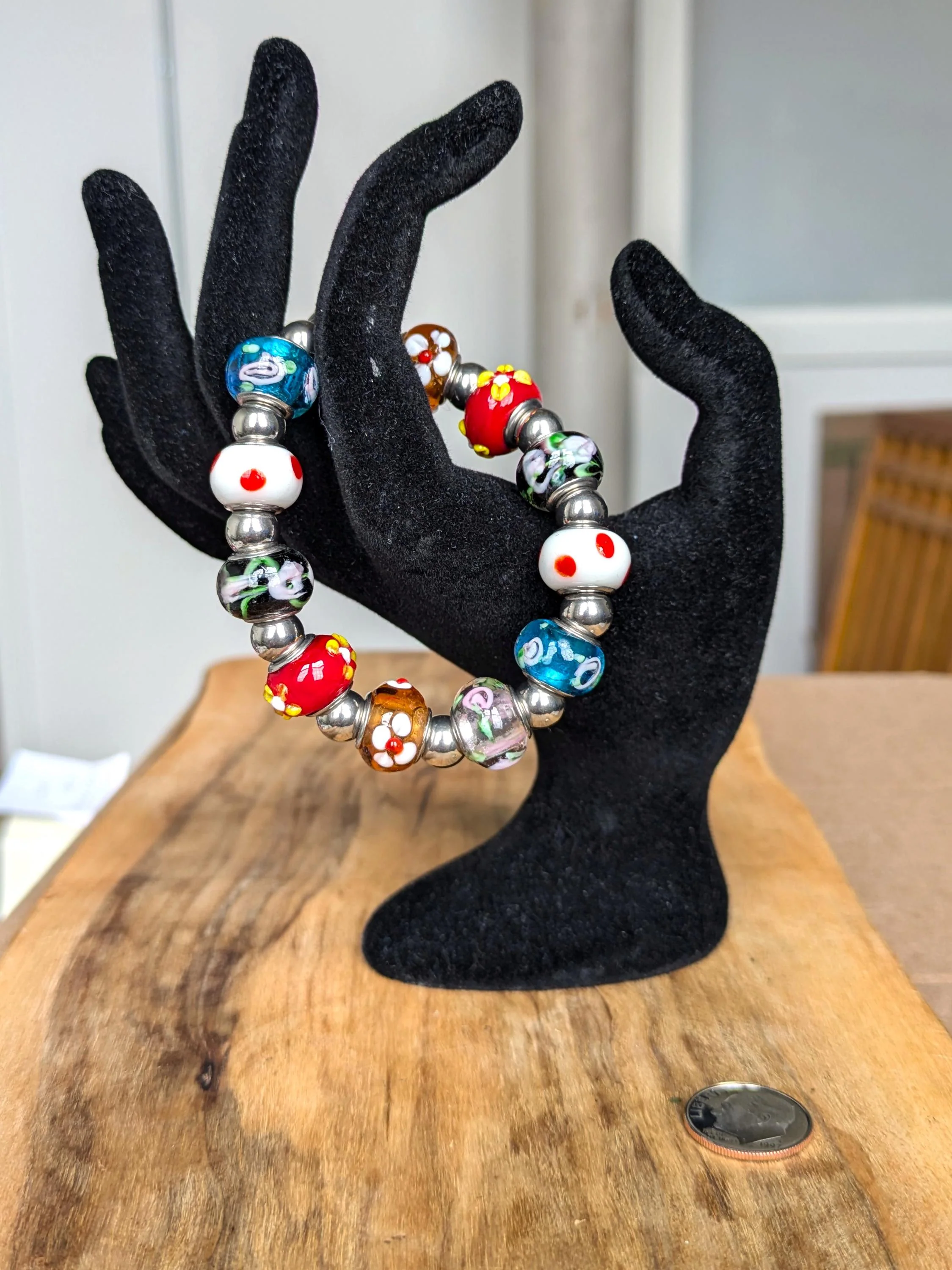 Symmetrical Angela Moore Stainless Steel Murano Glass Bracelet - Murano Glass Bracelet - Angela Moore Murano Glass Bracelet - Image 5