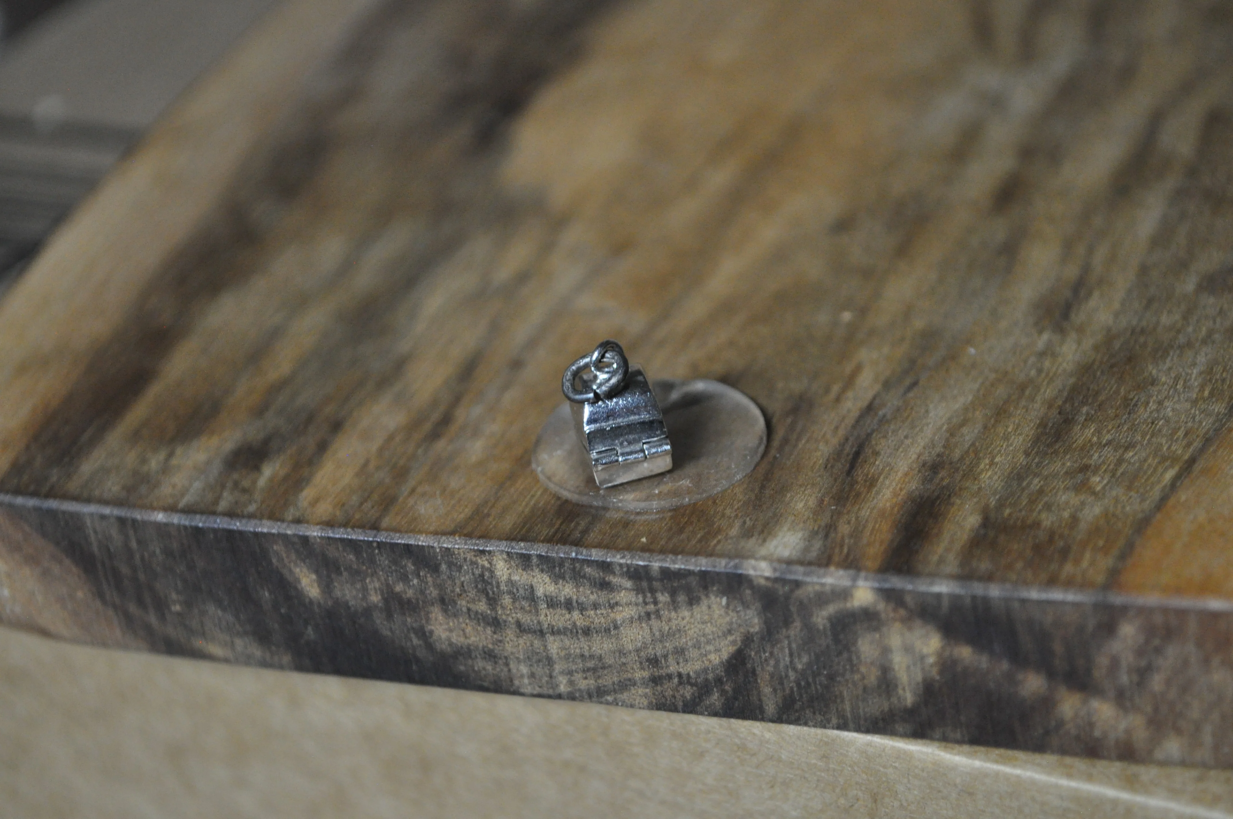Tiny Articulated Engagement Ring with Box Charm - Stamped and Tested Sterling Silver - Wells Sterling - Blue Velvet Cloth - Image 8