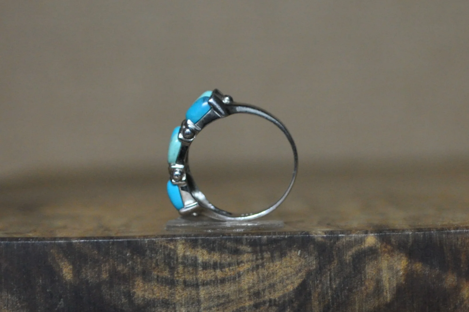 Sterling Silver ATI Mexico Signed Turquoise Ring - Size 8 - Stamped and Tested Sterling Silver - Mexican Turquoise Jewelry - Image 4