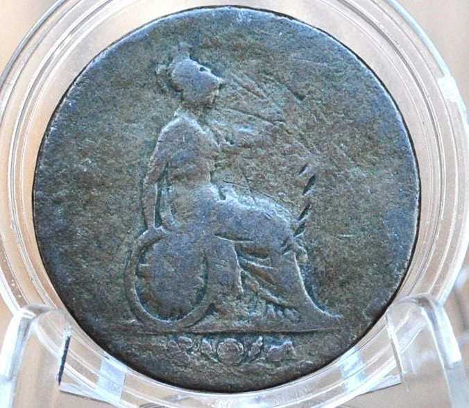 Very Rare 1825 Great Britain Half Penny - AG - UK Halfpenny 1825 - King George III - British 1/2 Penny 1825 - Image 2