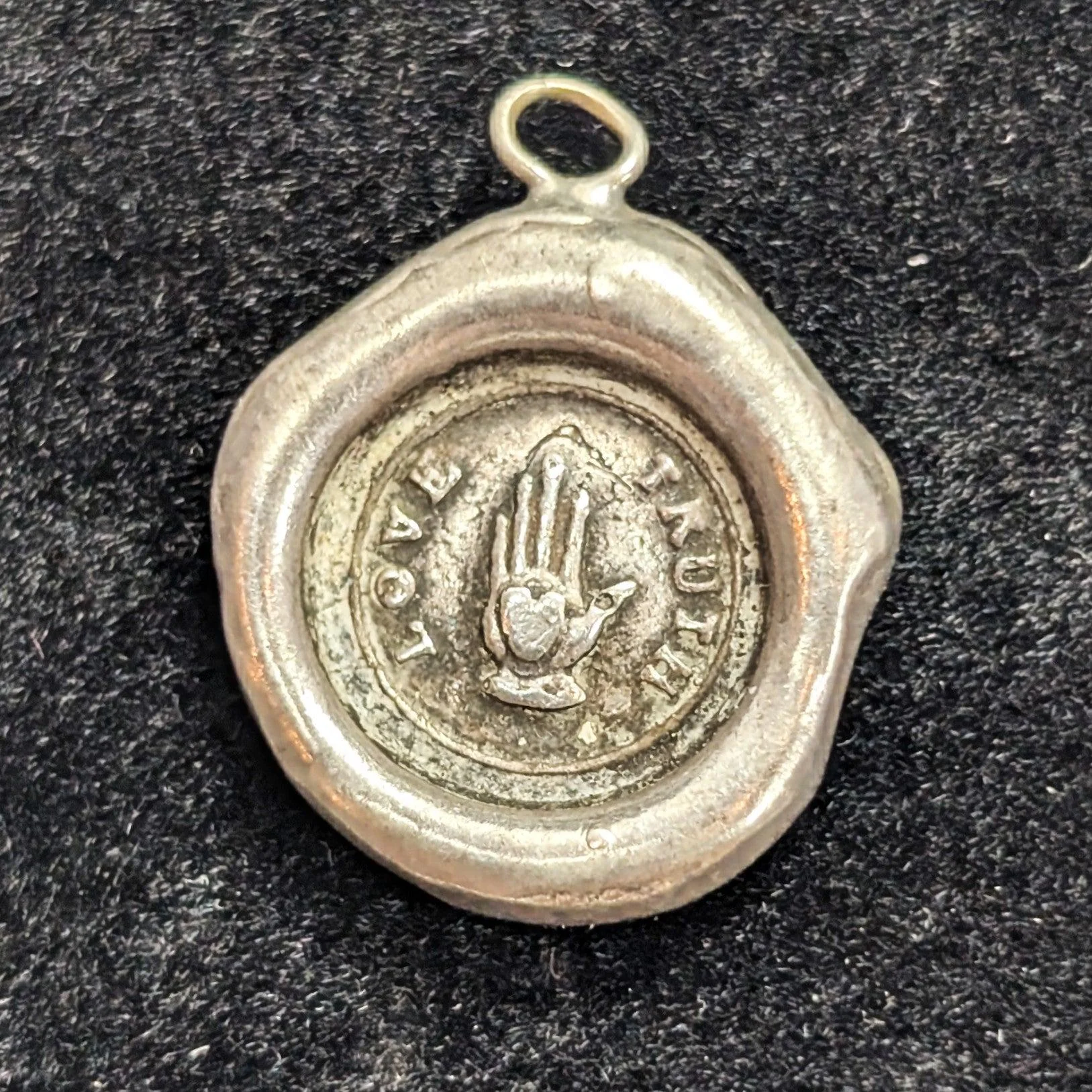 Sterling Irish SWALK 1800's Wax Seal Truth Love Charm Pendant 4 Grams 925 Silver