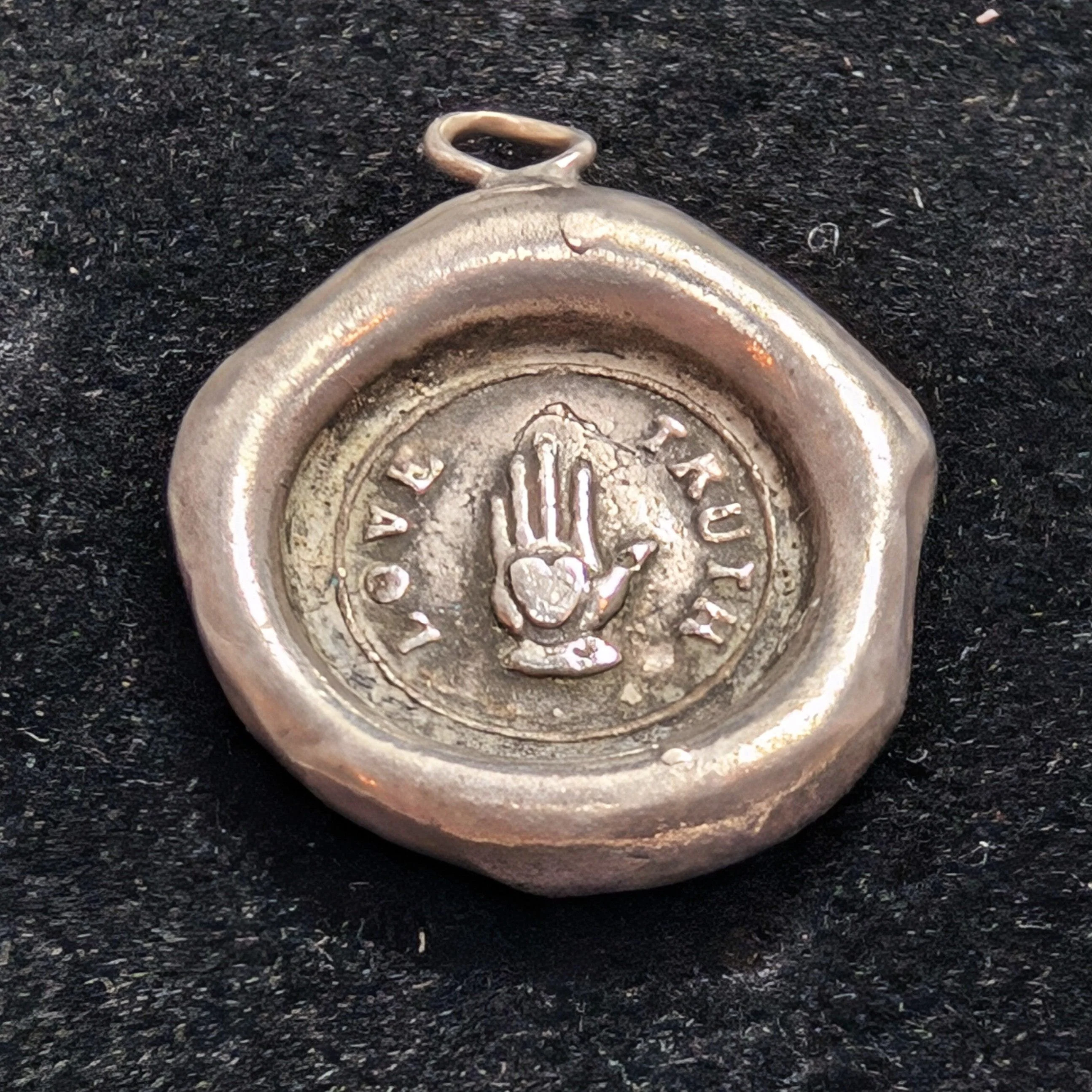 Sterling Irish SWALK 1800's Wax Seal Truth Love Charm Pendant 4 Grams 925 Silver - Image 3